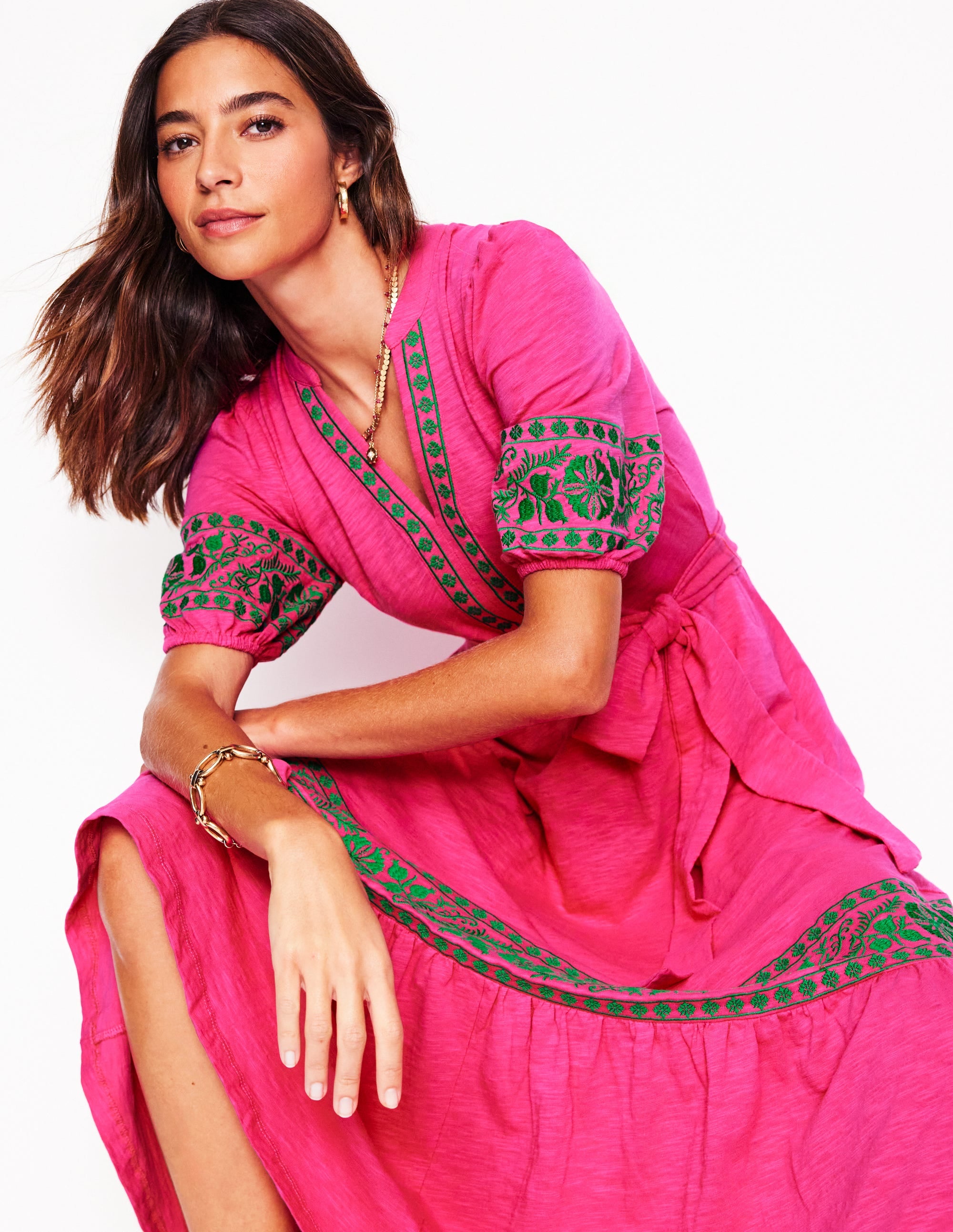 Amara Besticktes Jerseykleid-Rosarot - Image 4