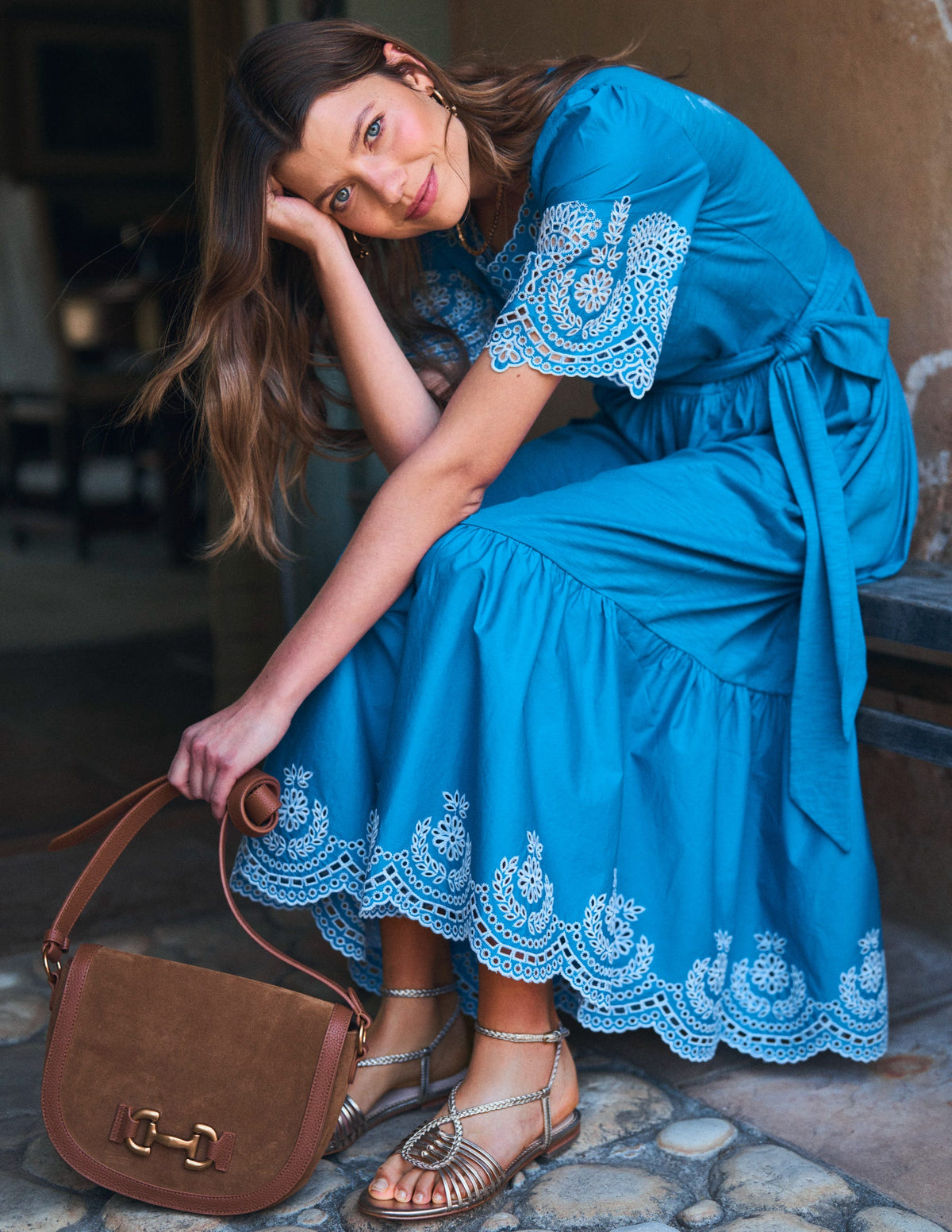 Isabel Maxikleid mit Lochstickerei-Mix-Himmelblau-2