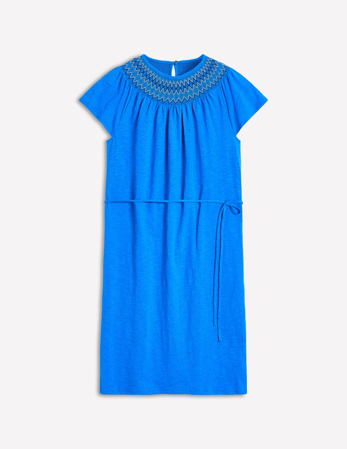 Nina Gesmoktes T-Shirt-Kleid-Blau-5