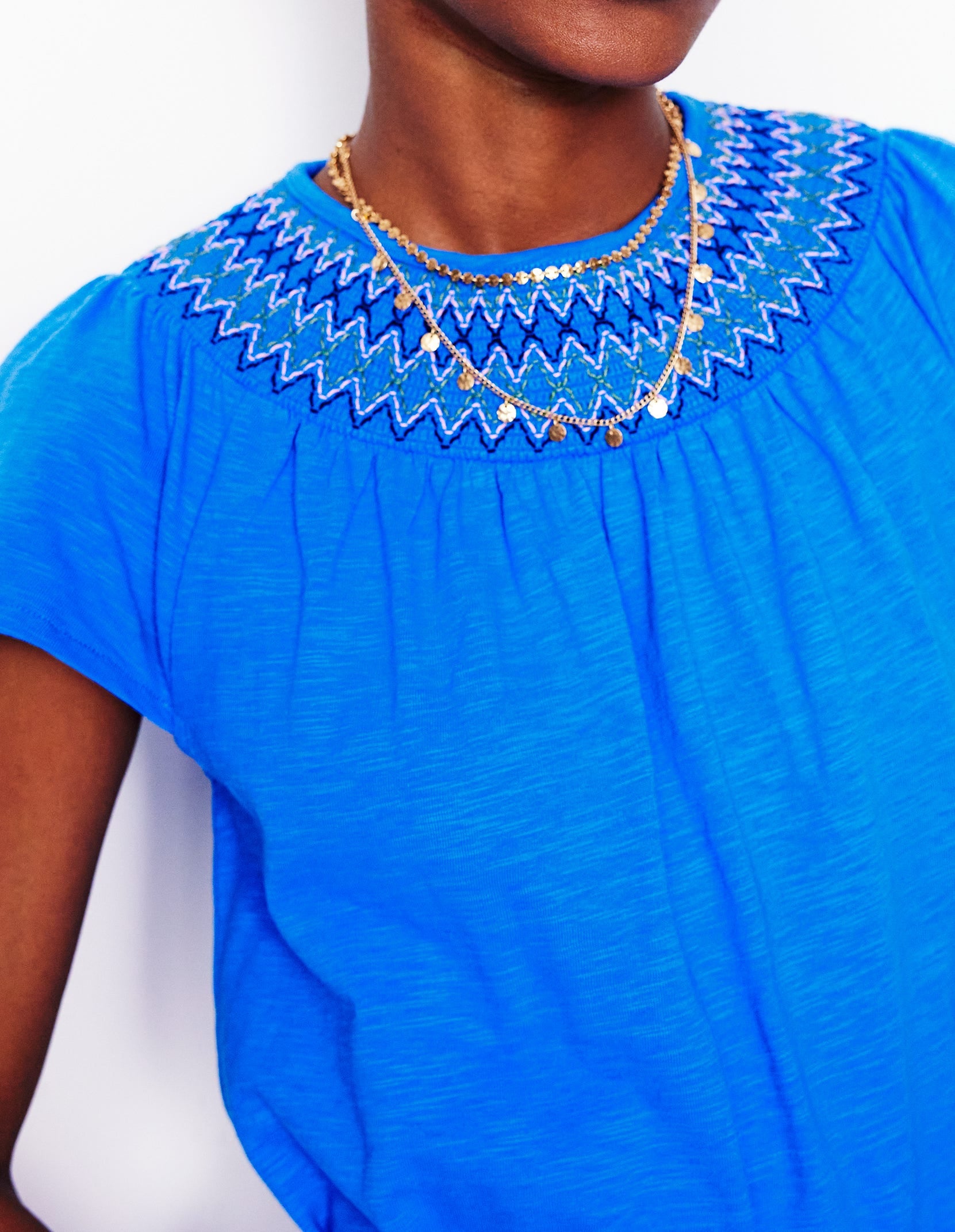 Nina Gesmoktes T-Shirt-Kleid-Blau - Image 2