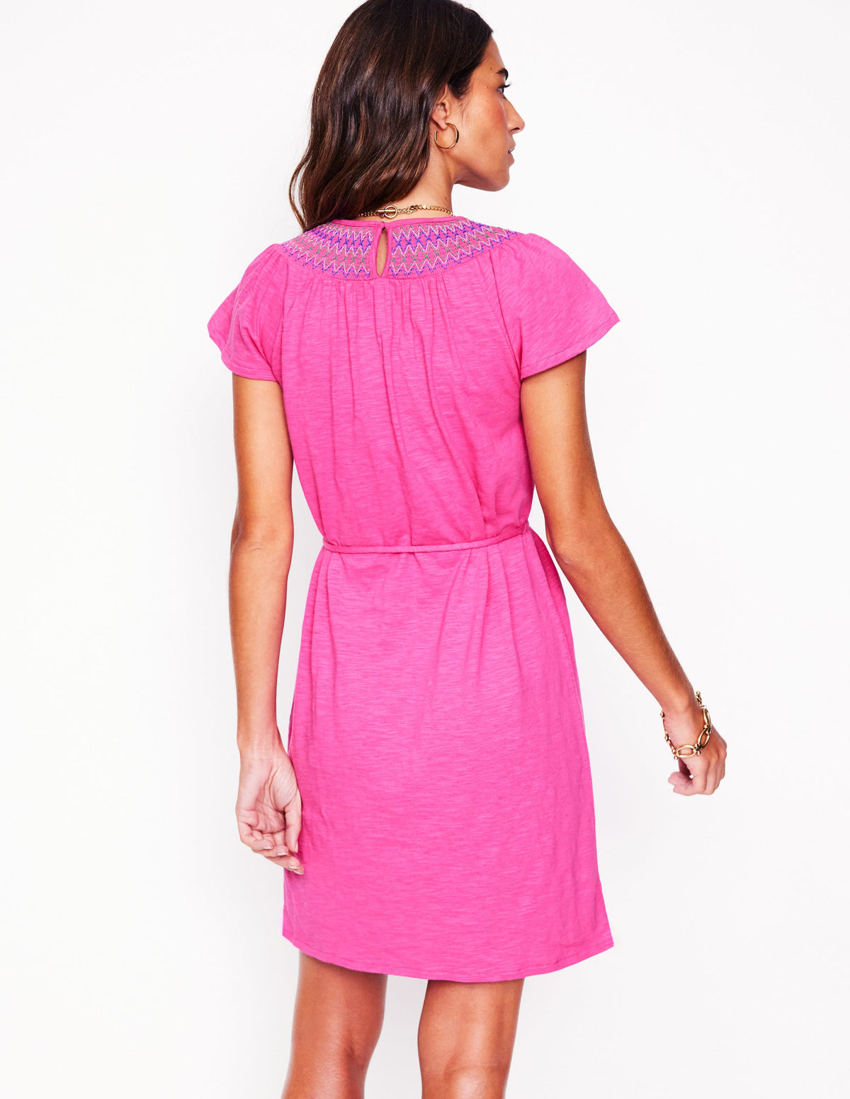 Robe-chemise Nina à smocks-Magenta - Image 3