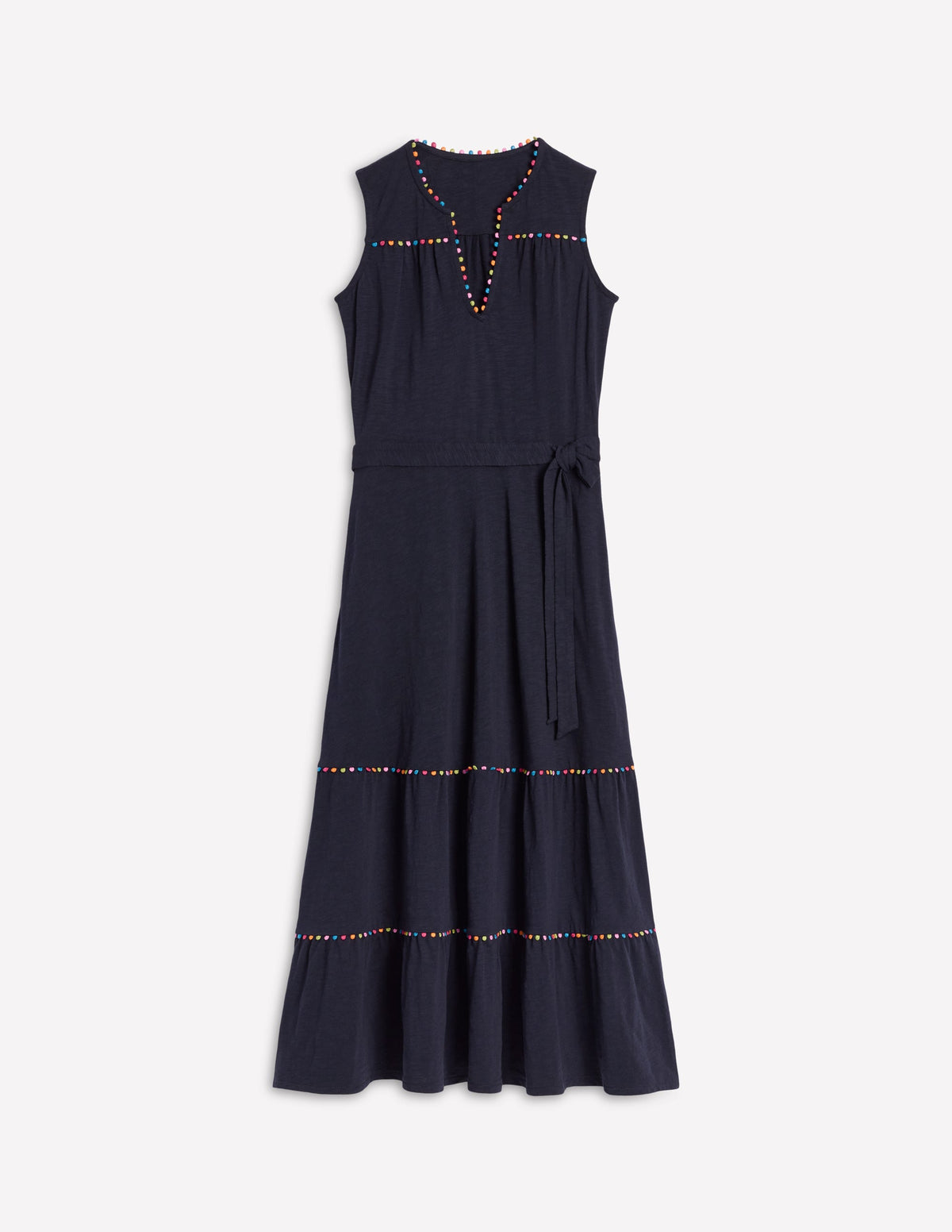 Tara Gestuftes Jerseykleid mit Besatz-Aqua Marine Marl - Image 6