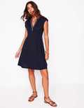 Robe courte Chloé brodée-Bleu Marine, Petits Pois