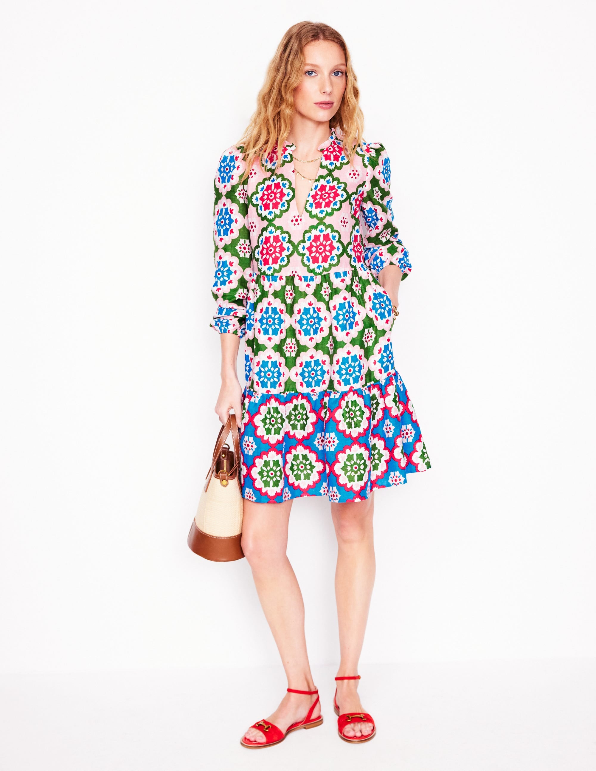 Mini-robe Esme en lin-Multi, motif Bloom Geo - Image 5
