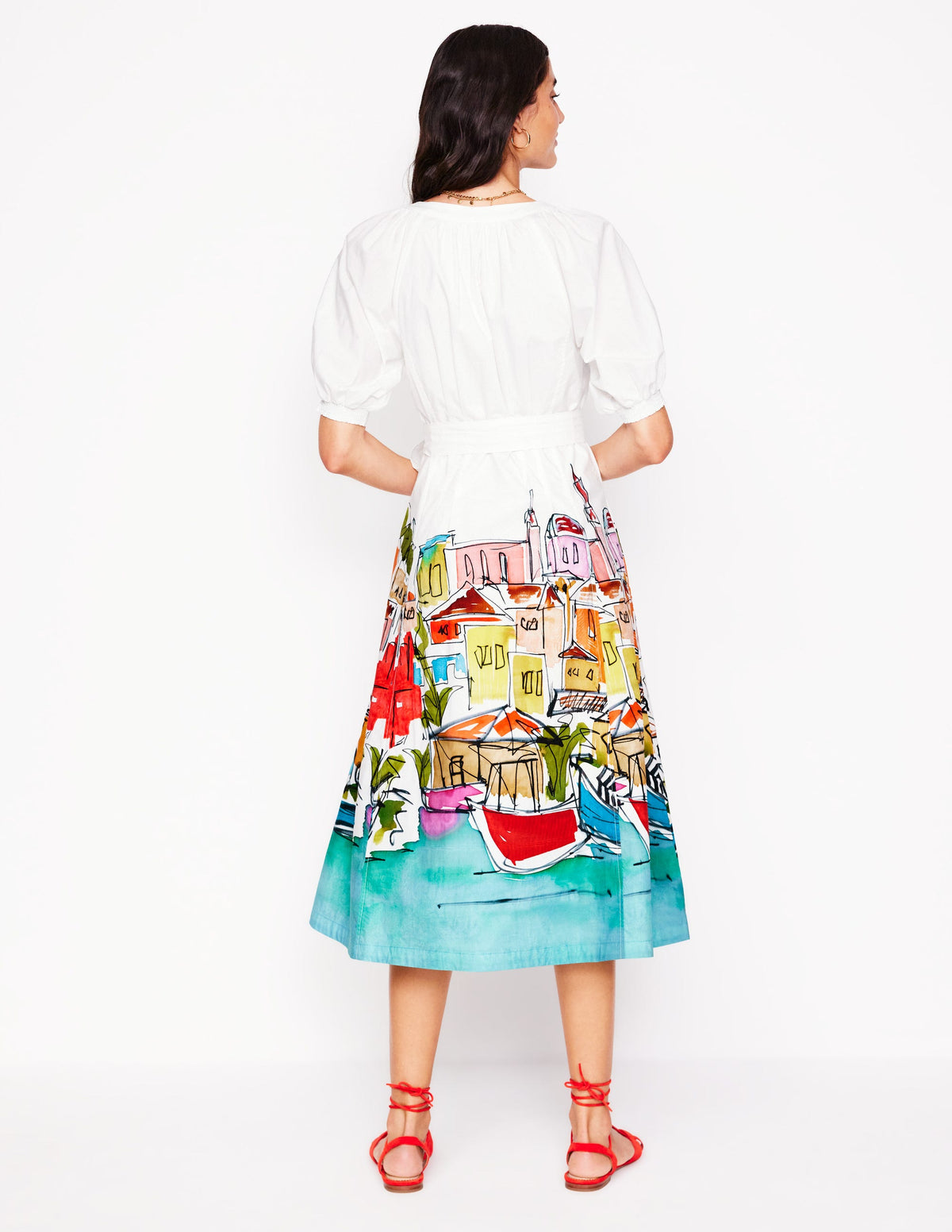 Bria Midikleid mit Puffärmeln-Bunt, Regenbogen Dorf - Image 4