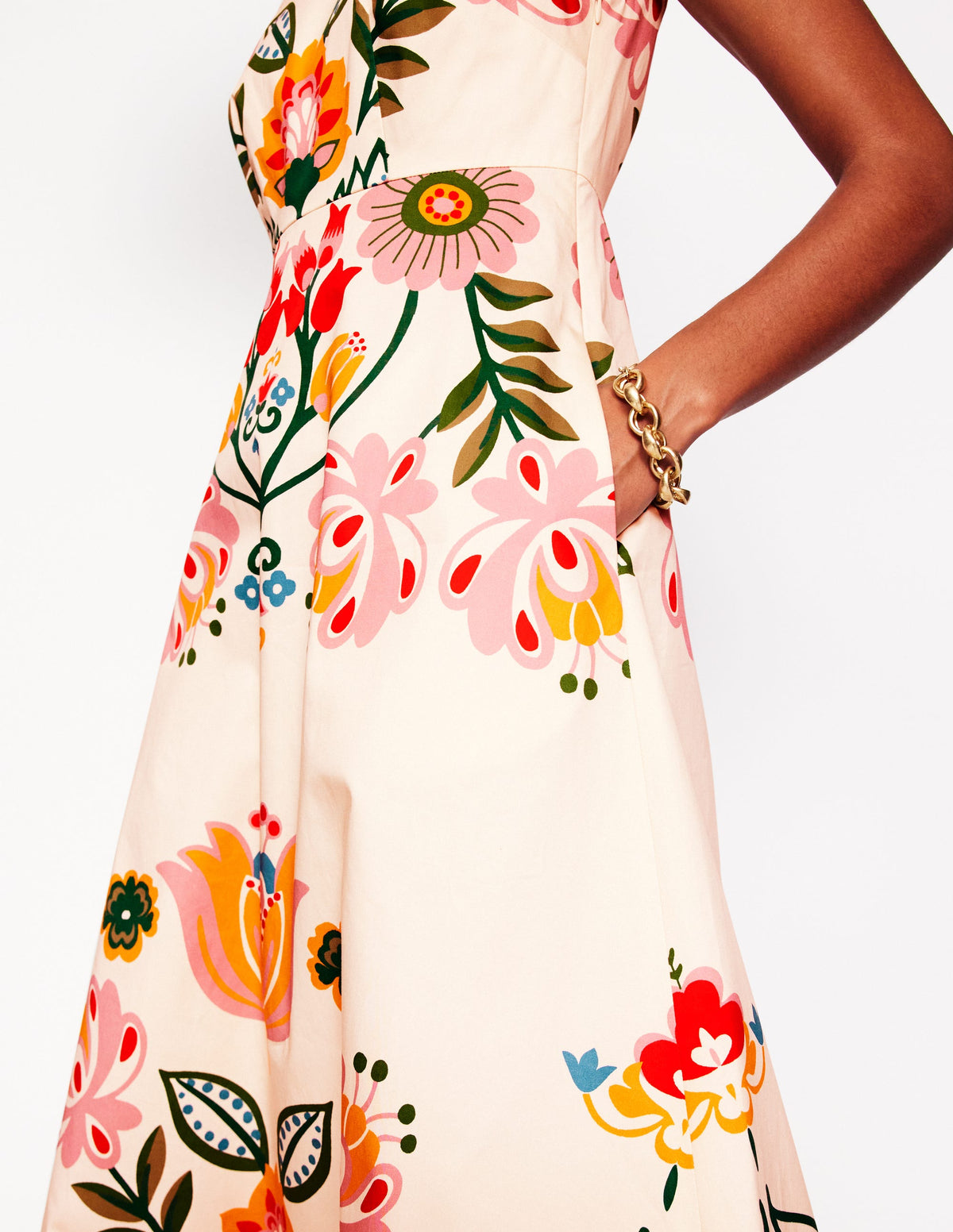 Ausgestelltes Kleid mit quadratischem Ausschnitt-Naturweiß, Tulpenfusion-2