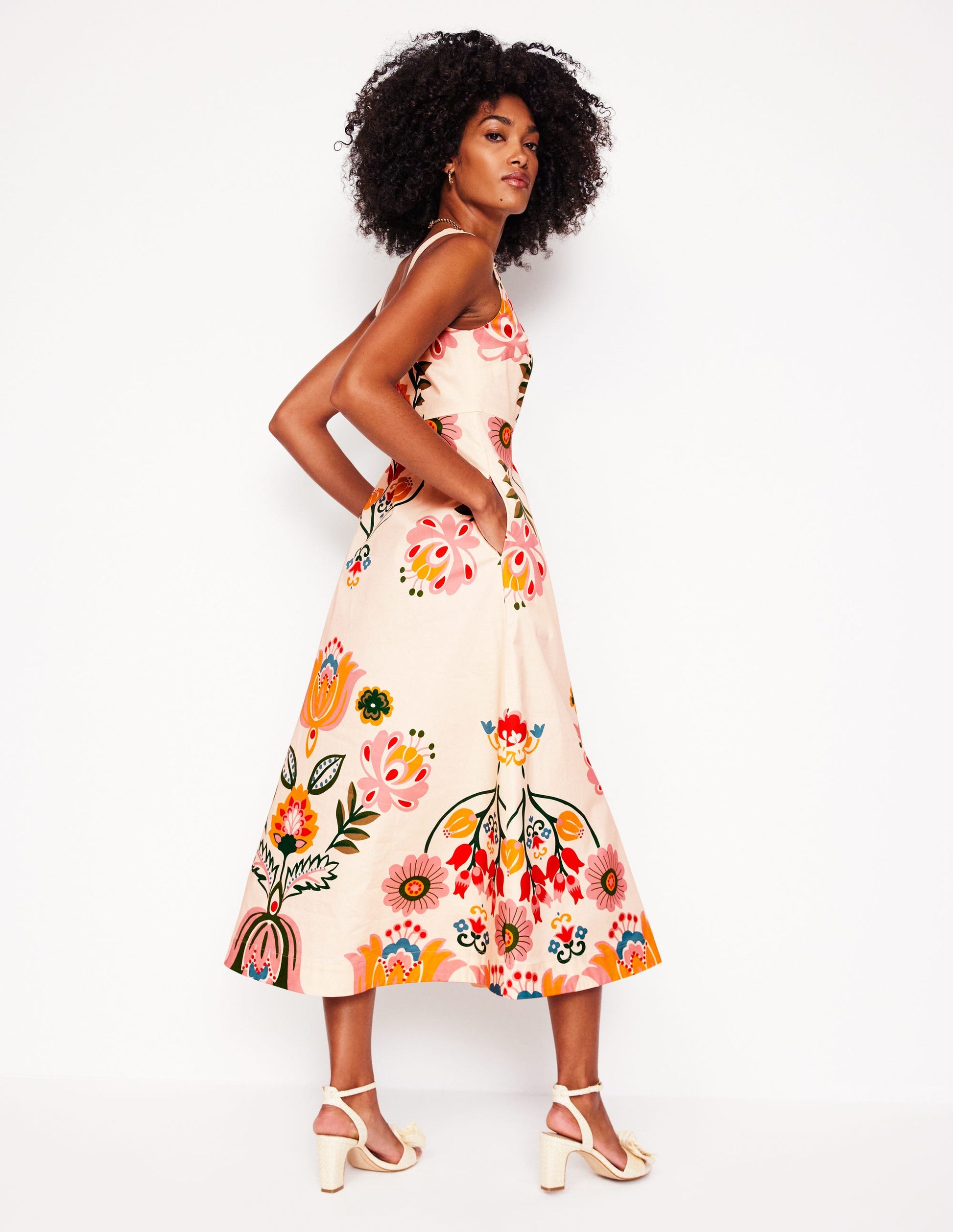 Ausgestelltes Kleid mit quadratischem Ausschnitt-Naturweiß, Tulpenfusion-3