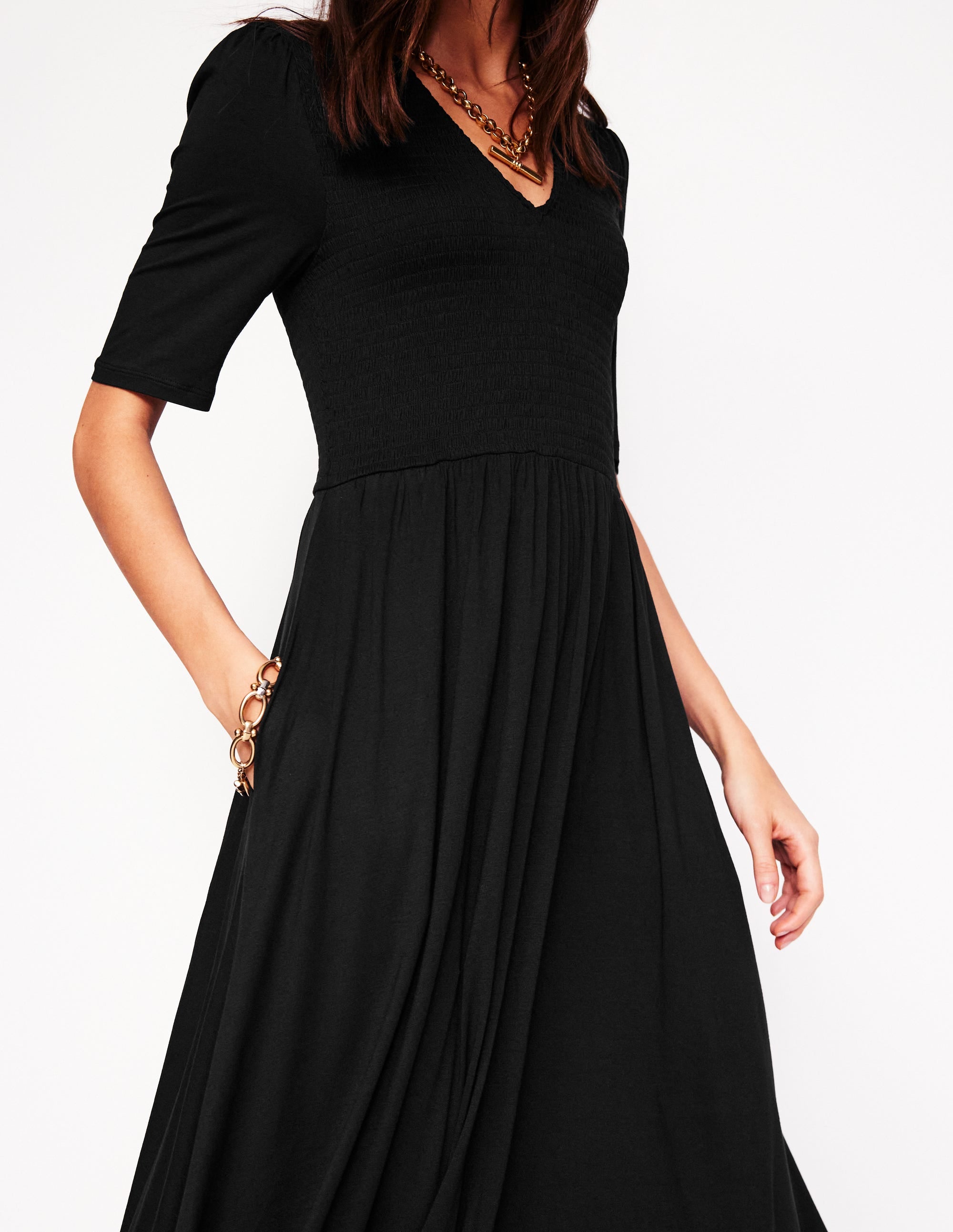 Robe à smocks Bethany en jersey-Noir - Image 2