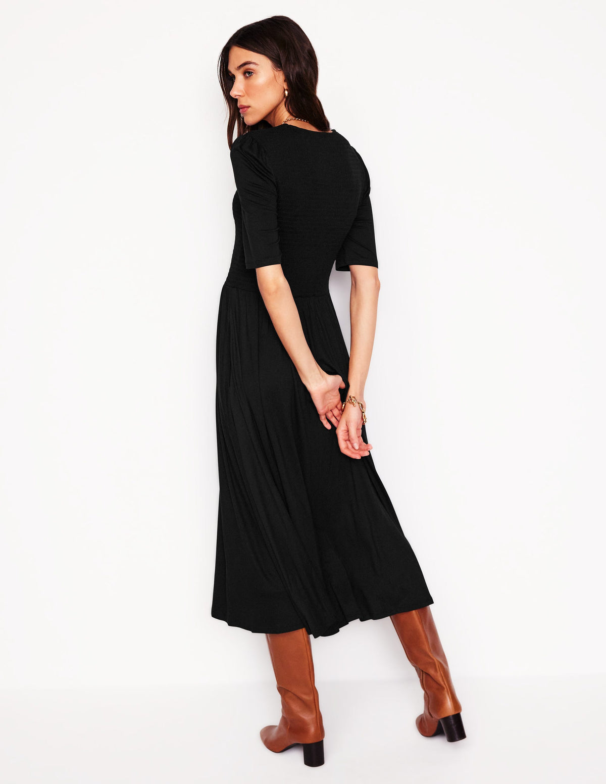 Robe à smocks Bethany en jersey-Noir - Image 3