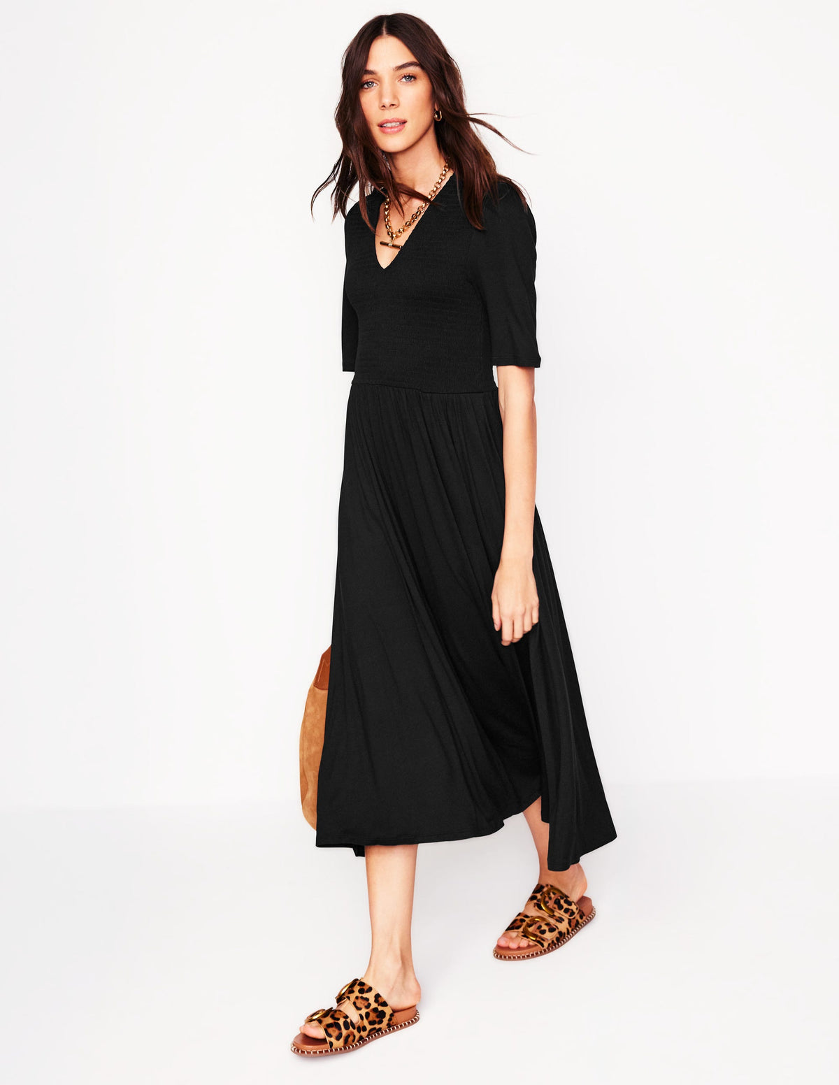 Robe à smocks Bethany en jersey-Noir - Image 5
