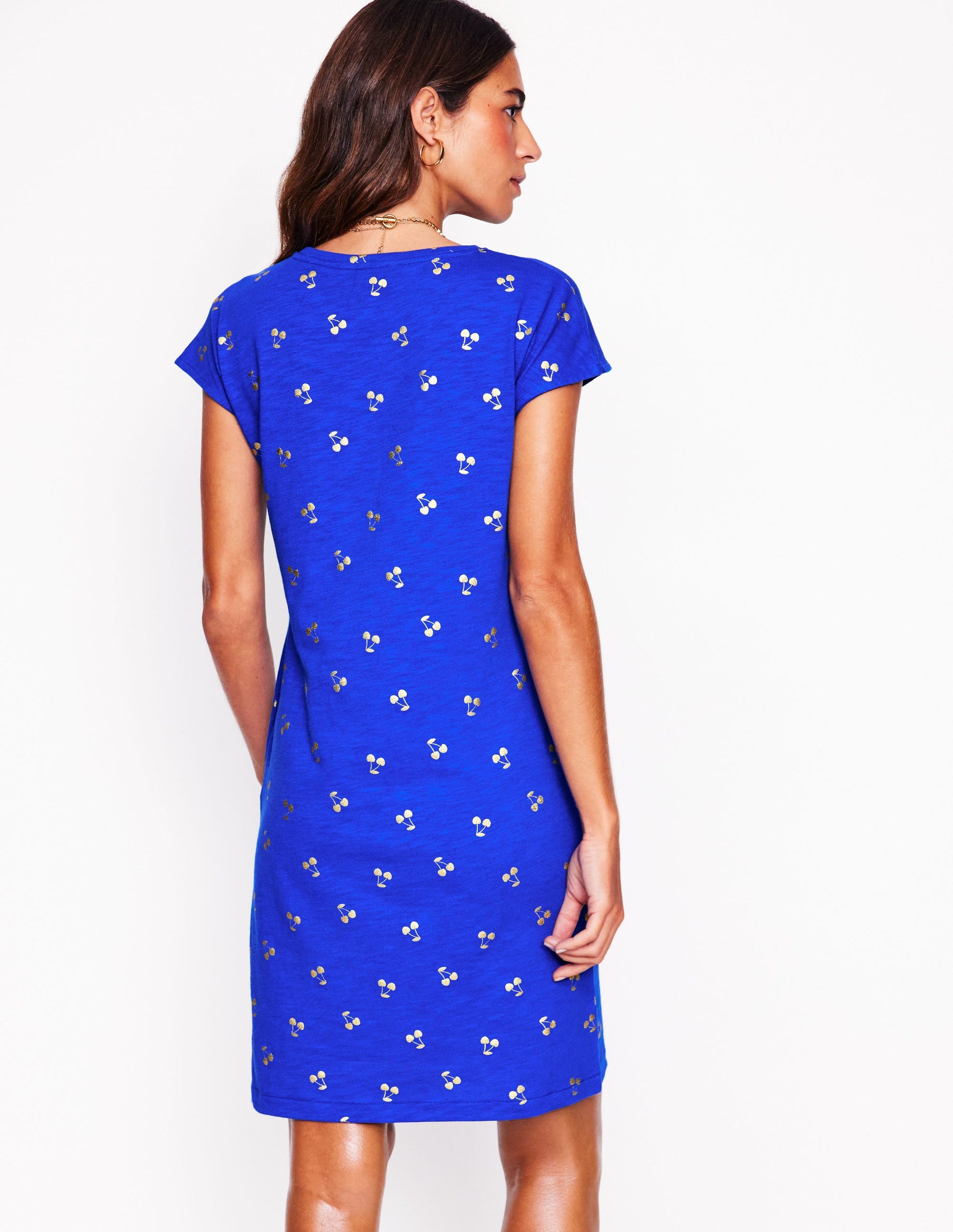 Leah T-Shirt-Kleid aus Jersey-Galerie-Blau, Kirschblümchen-3
