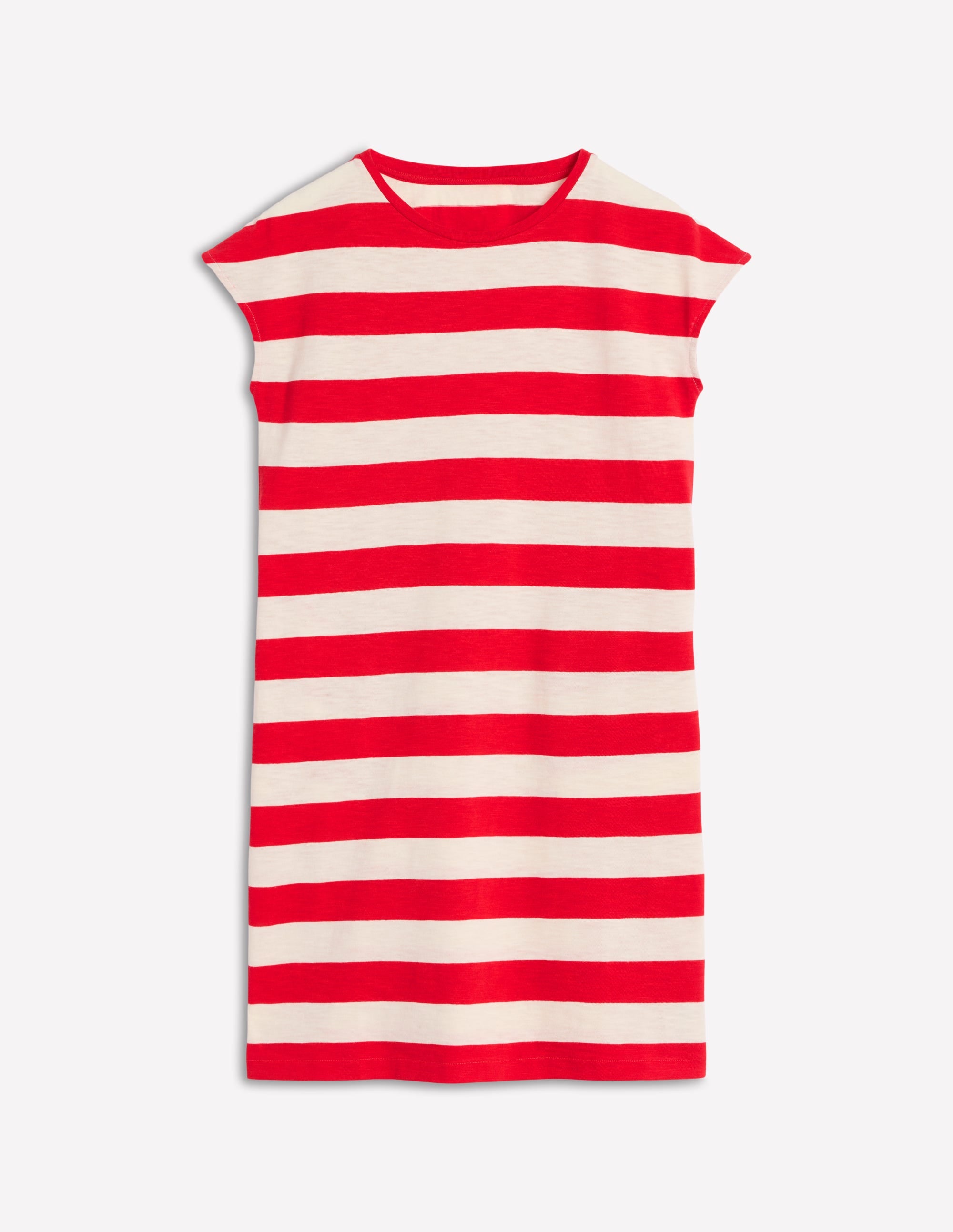 Leah T-Shirt-Kleid aus Jersey-Mohnblumenrot, Weiße Streifen - Image 5