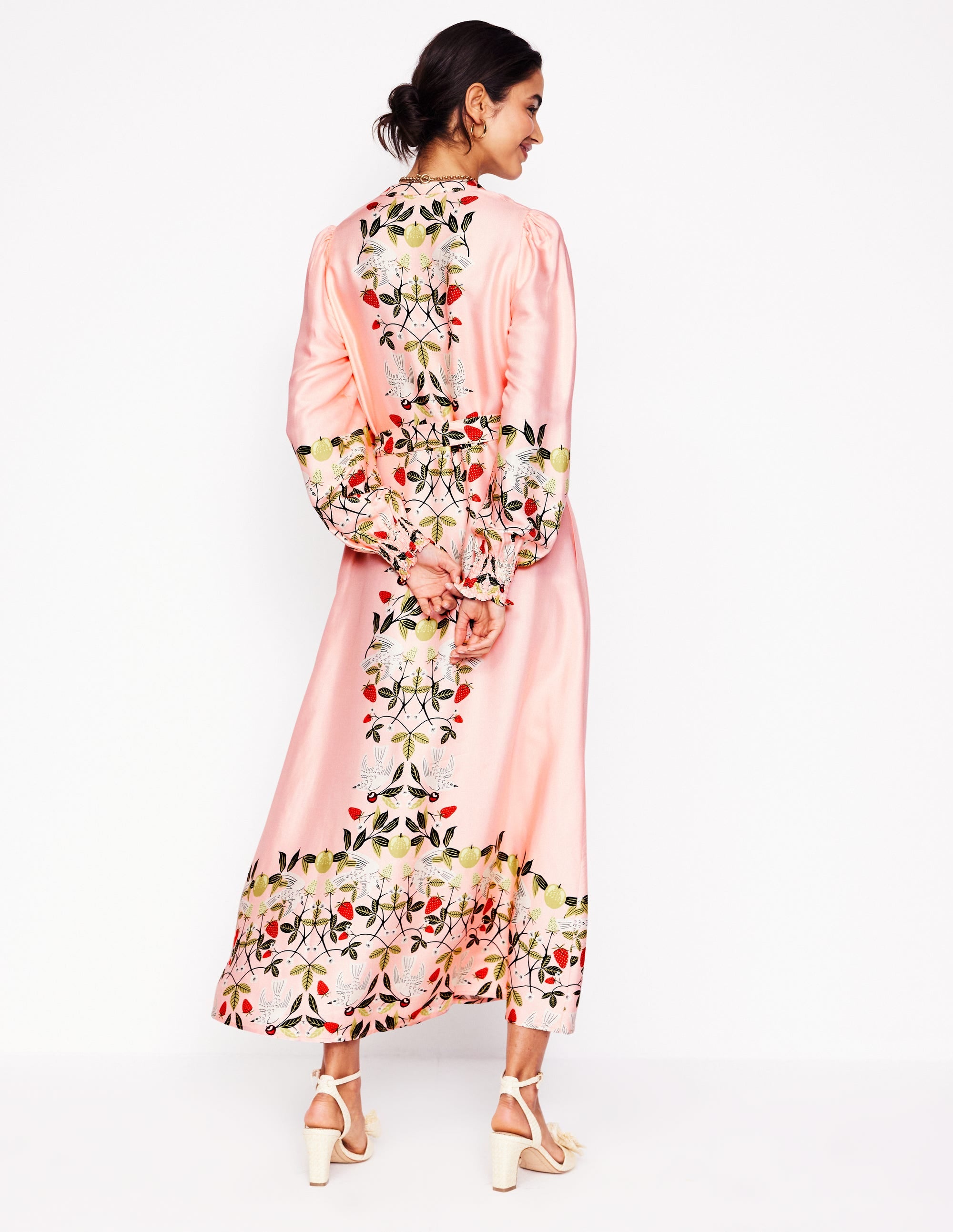 Robe-chemise Ruby sans col-Rose, motif Bird Paradise - Image 3
