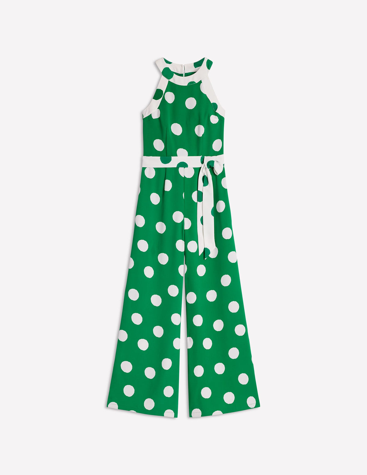 Neckholder-Jumpsuit mit Color-Blocking-Sattes Smaragdgrün, Abstrakte Punkte-6