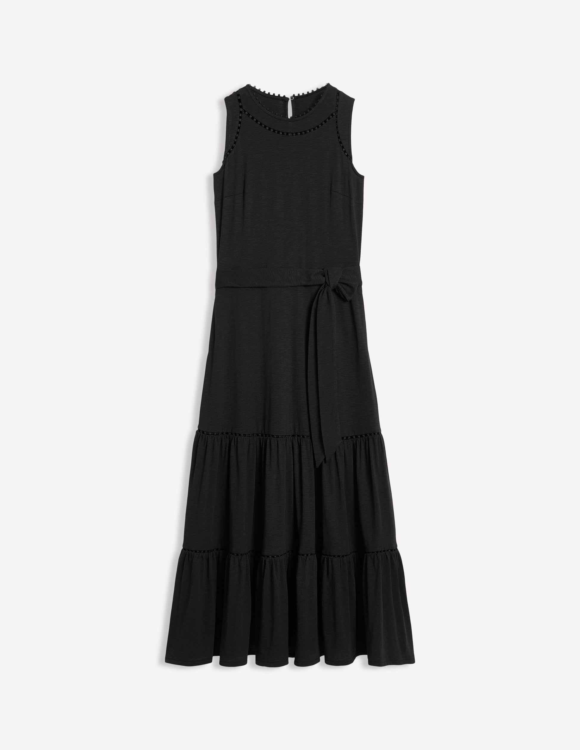 Mila Gestuftes Jerseykleid mit Besatz-Schwarz-5
