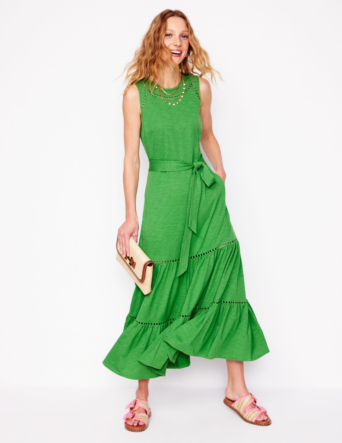 Robe Mila volantée en jersey-Vert paradis - Image 1