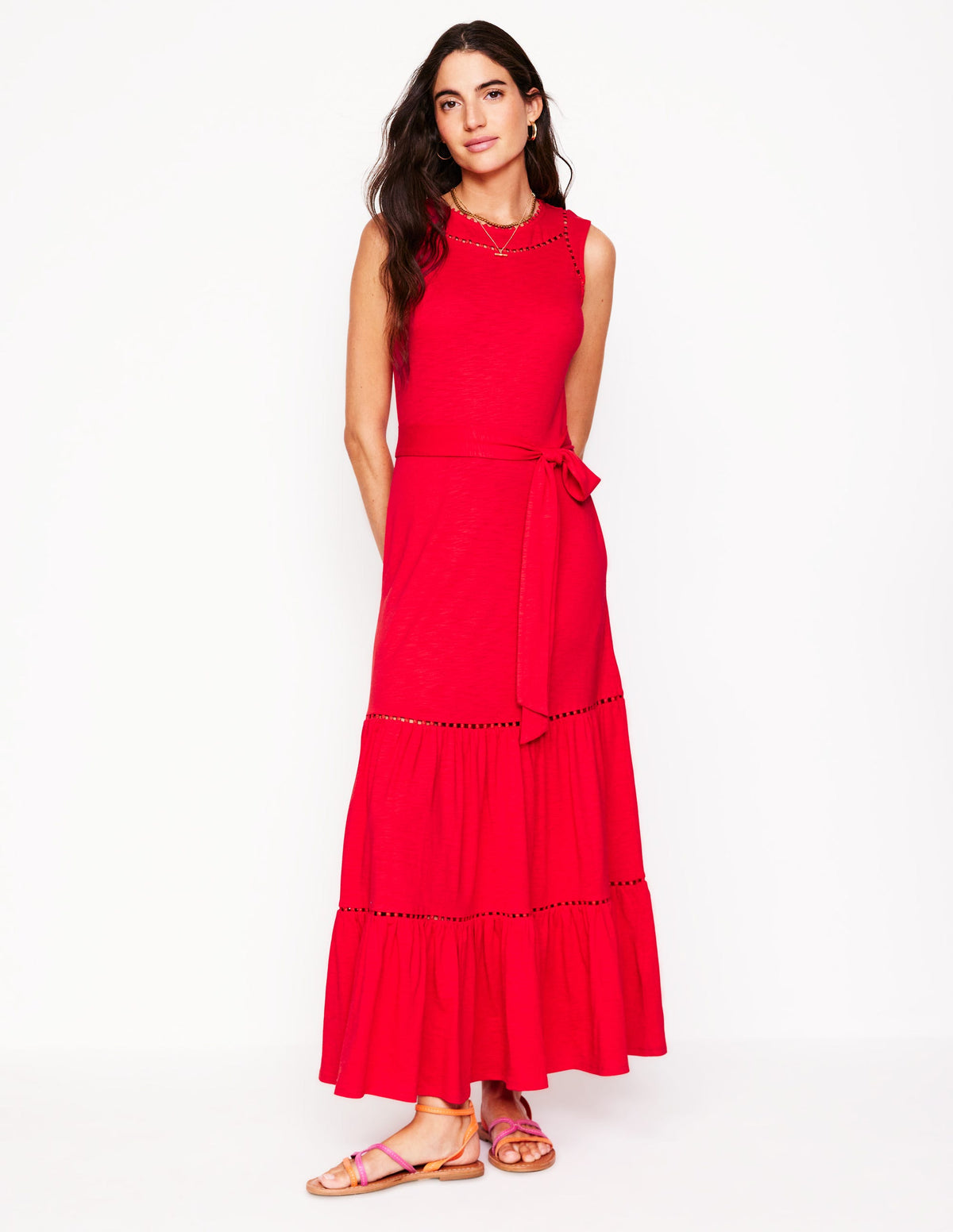 Mila Gestuftes Jerseykleid mit Besatz-Anemone Honeycomb Spot - Image 1
