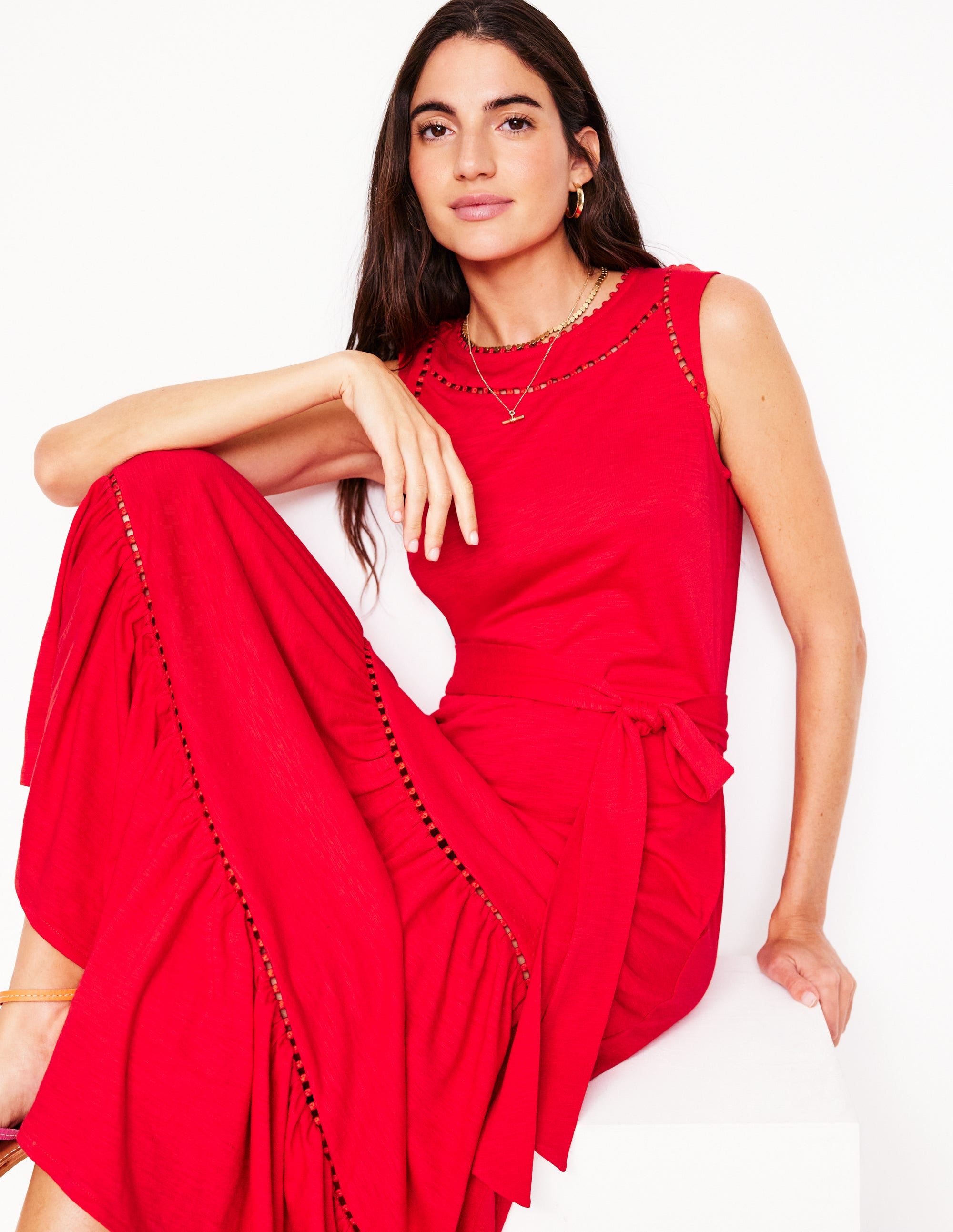 Mila Gestuftes Jerseykleid mit Besatz-Anemone Honeycomb Spot - Image 4