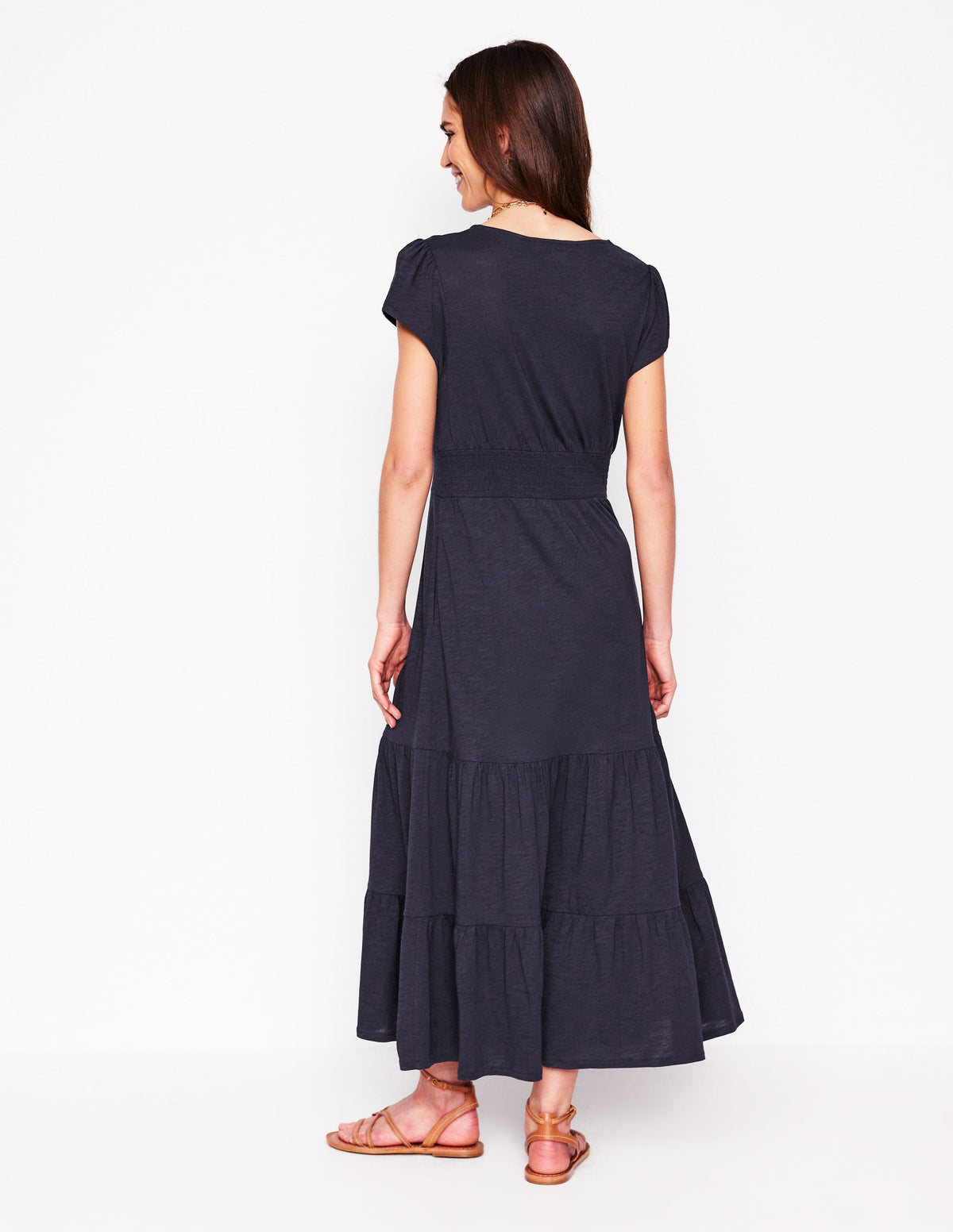 Eloise Gestuftes Jerseykleid-Marineblau-3