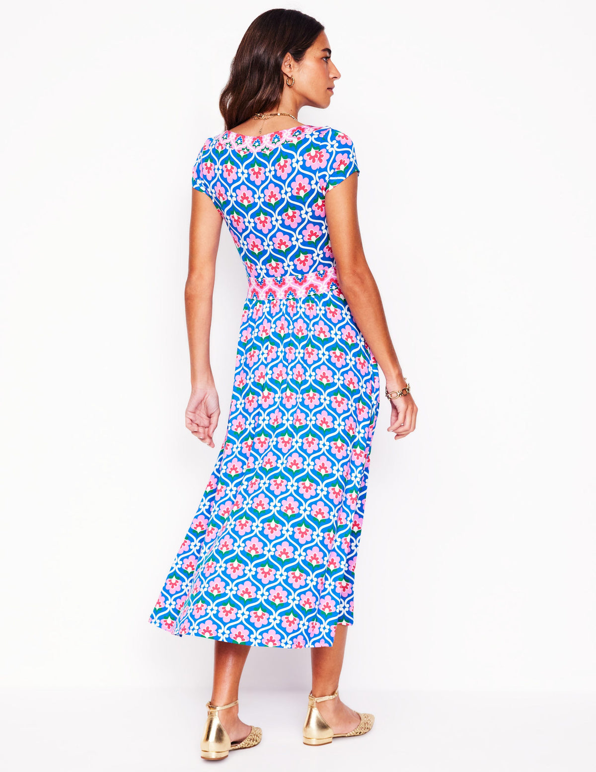 Melanie Jersey-Midikleid-Galerie-Blau, Efeu-Spalier - Image 3