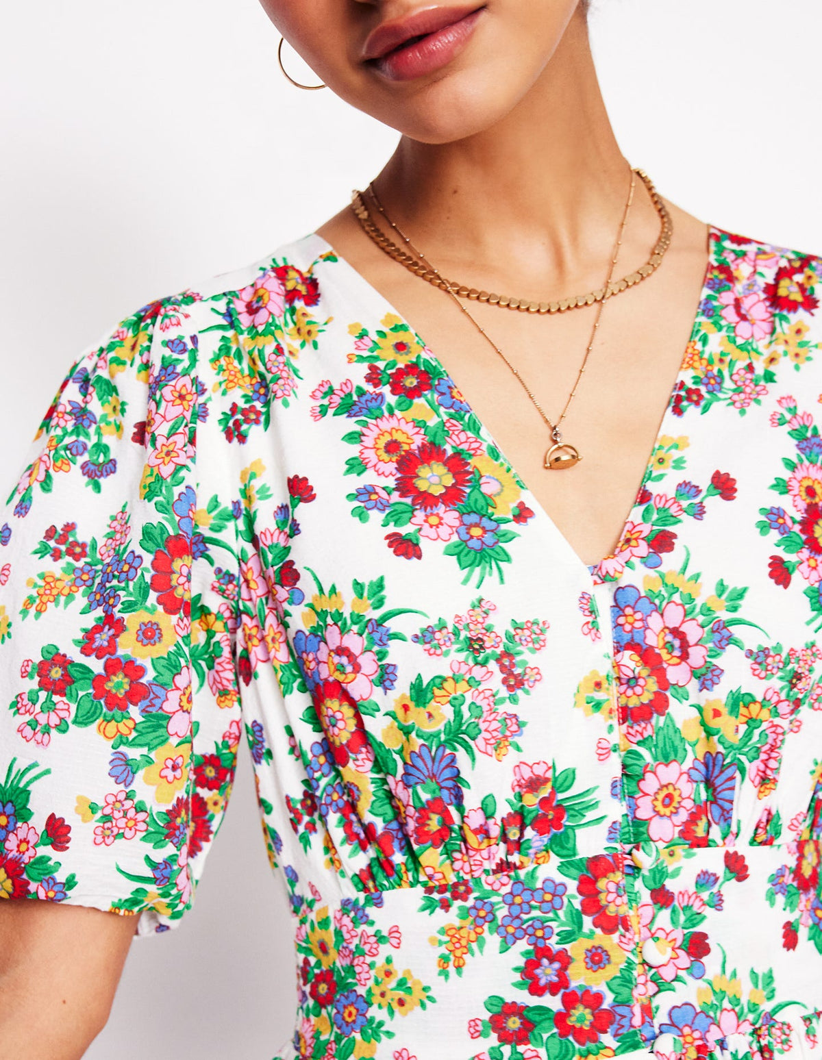 Robe midi Lillian en coton-Multi, motif Bouquet Cluster - Image 3