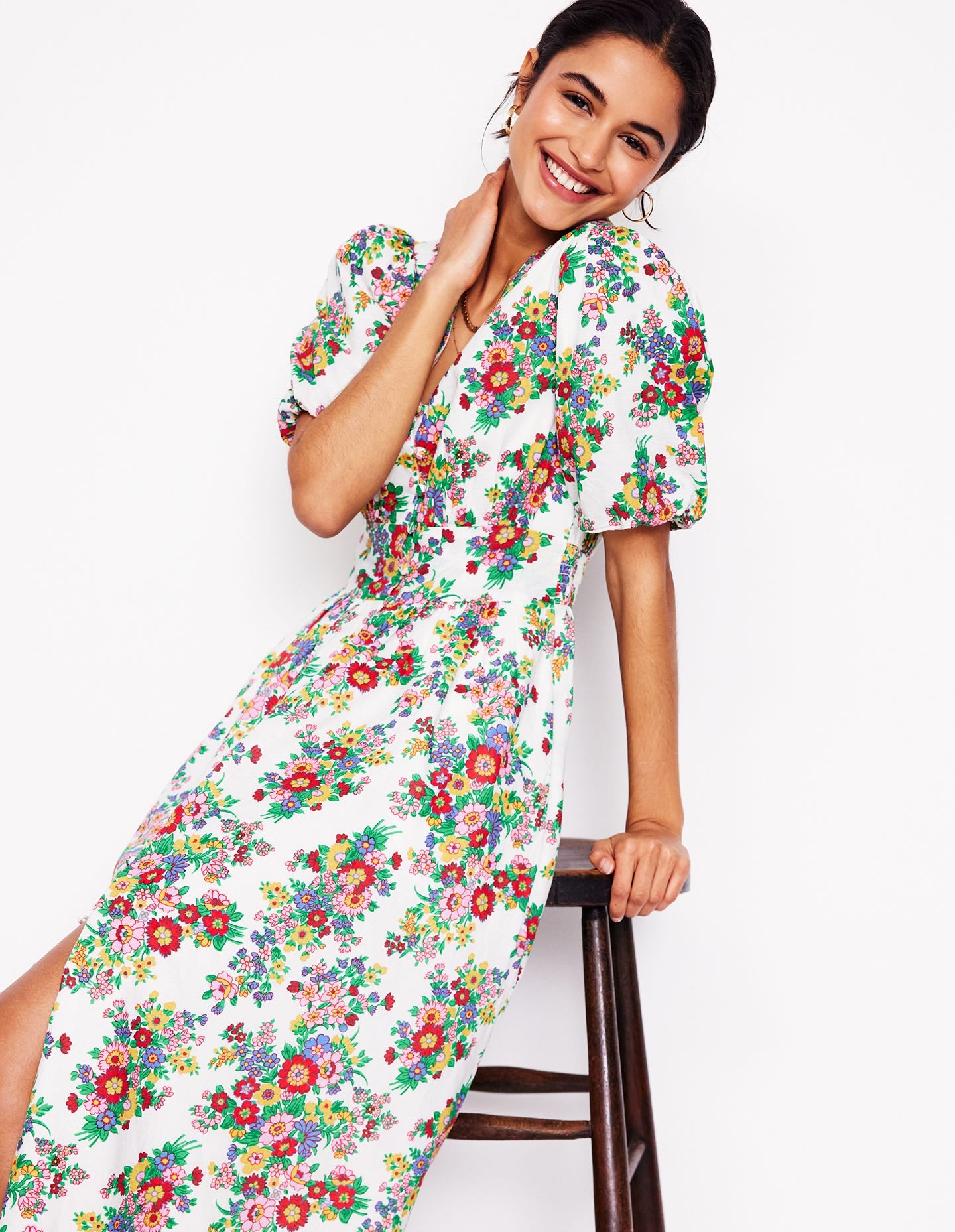 Robe midi Lillian en coton-Multi, motif Bouquet Cluster - Image 5
