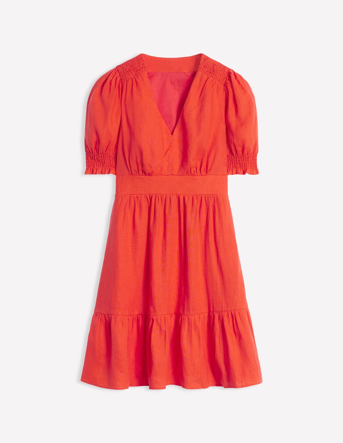 Anna Kurzes Leinenkleid-Knallrot-5