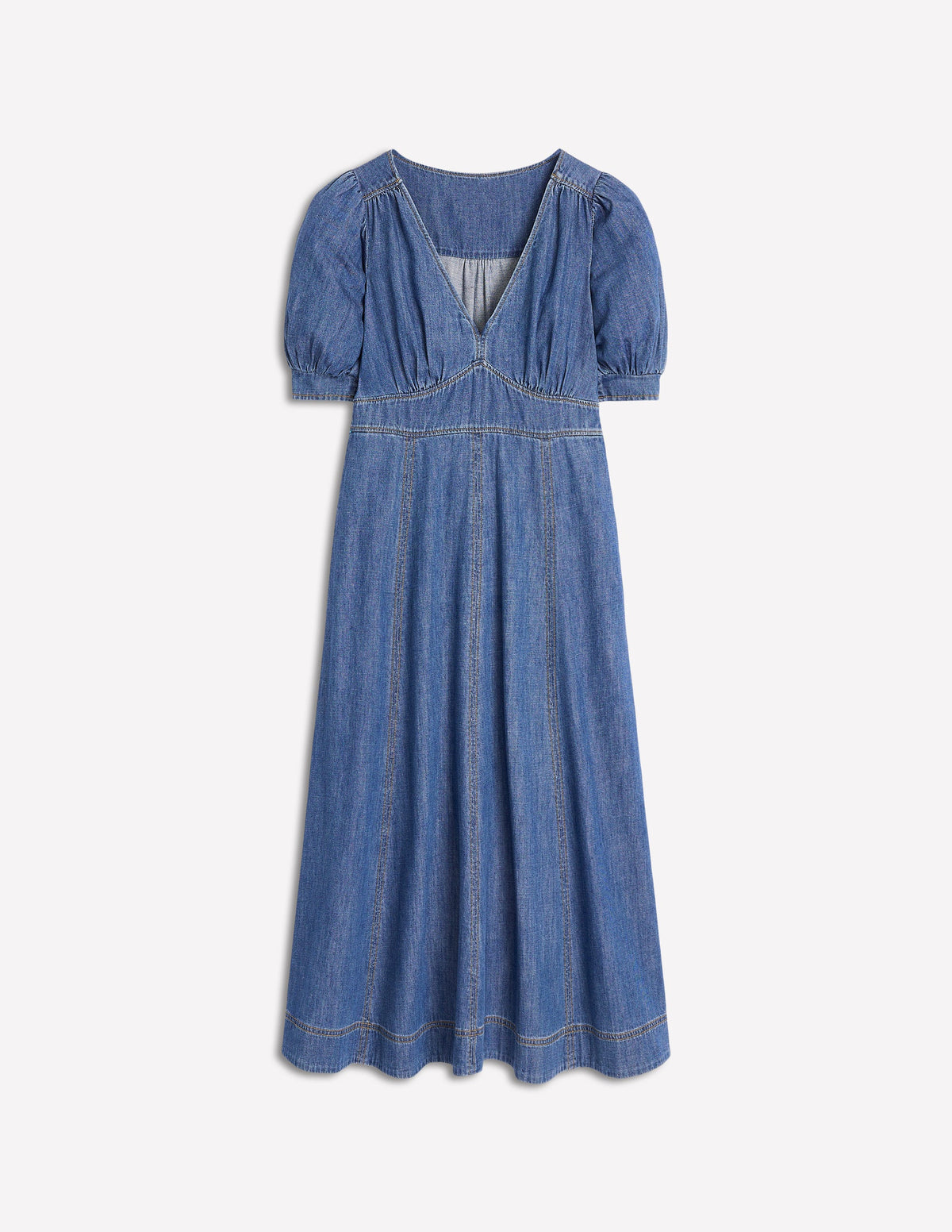 Robe style 40s en jean à empiècement-Beatnik Red-6