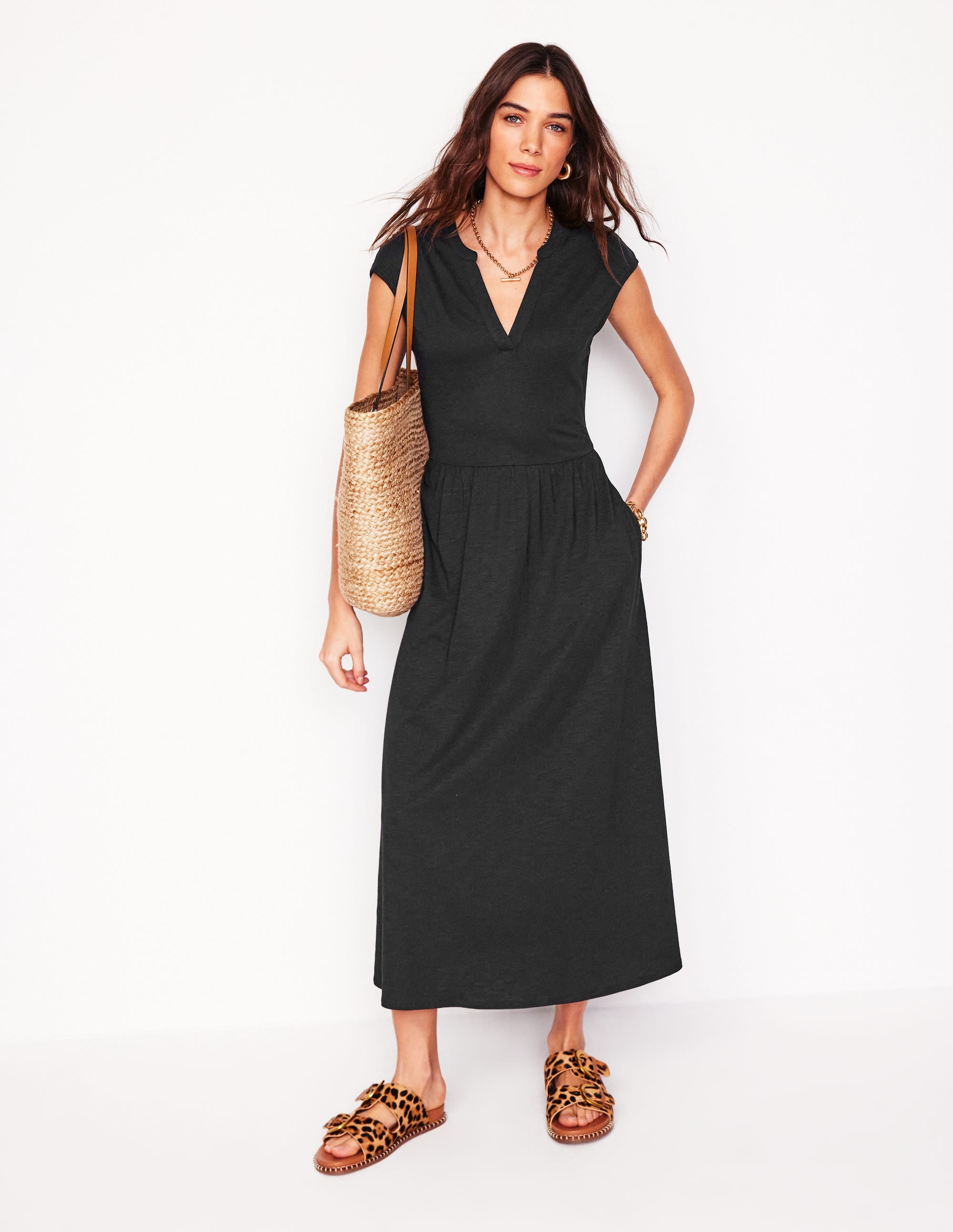 Chloe Jersey-Midikleid-Schwarz - Image 1