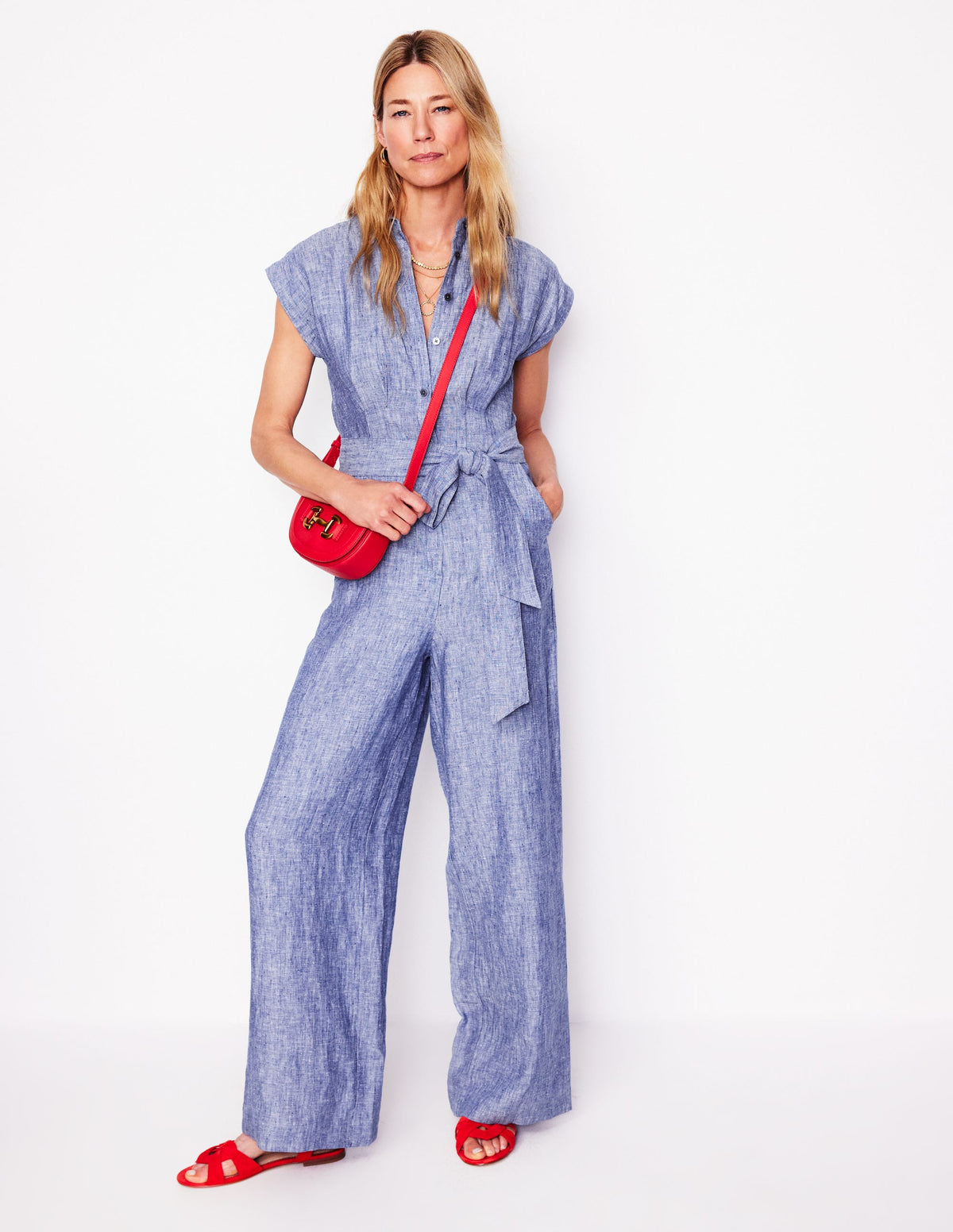Colette Jumpsuit aus Leinen-Authentisches Blau, Faux-Uni-1