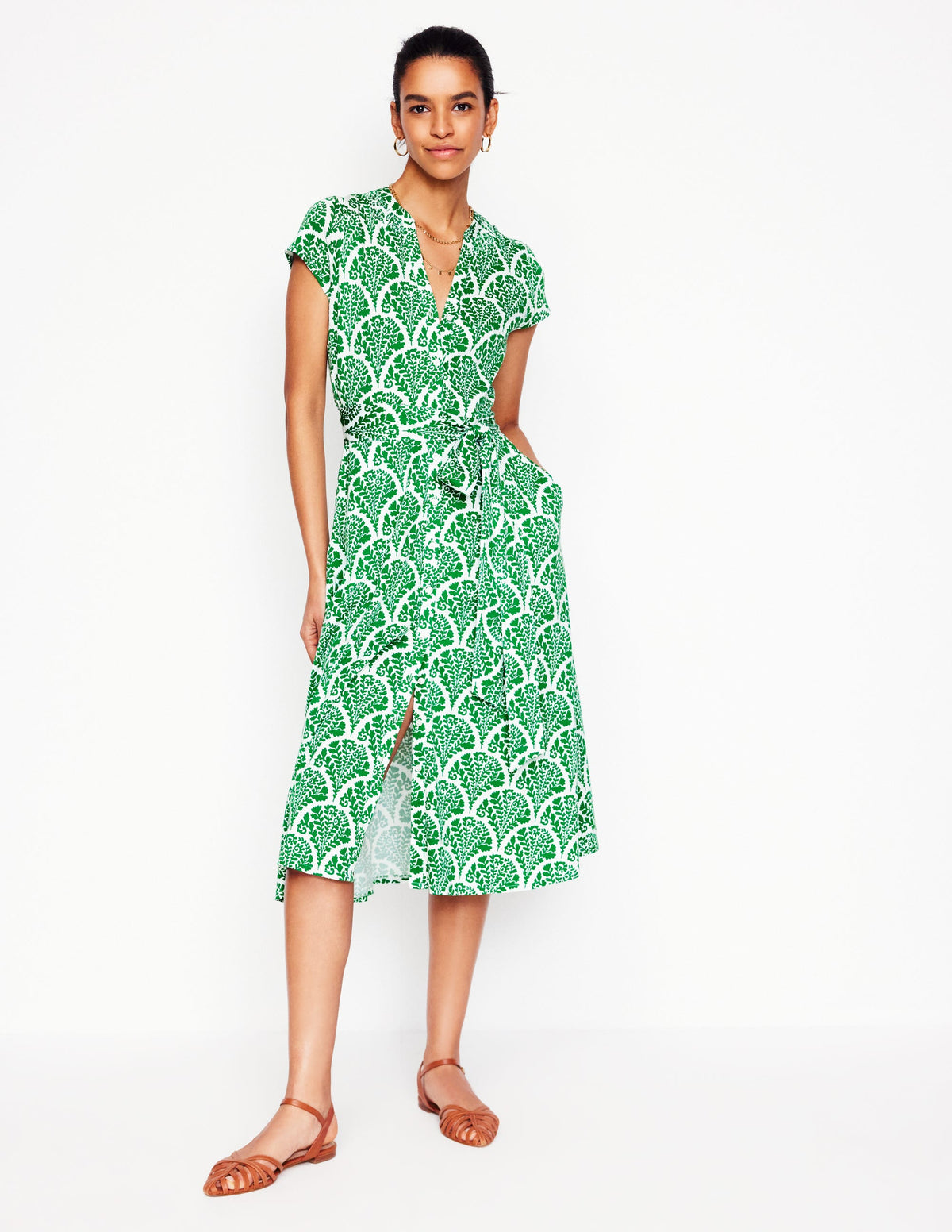 Sara Jersey-Hemdblusenkleid-Smaragdgrün, Blühend - Image 4
