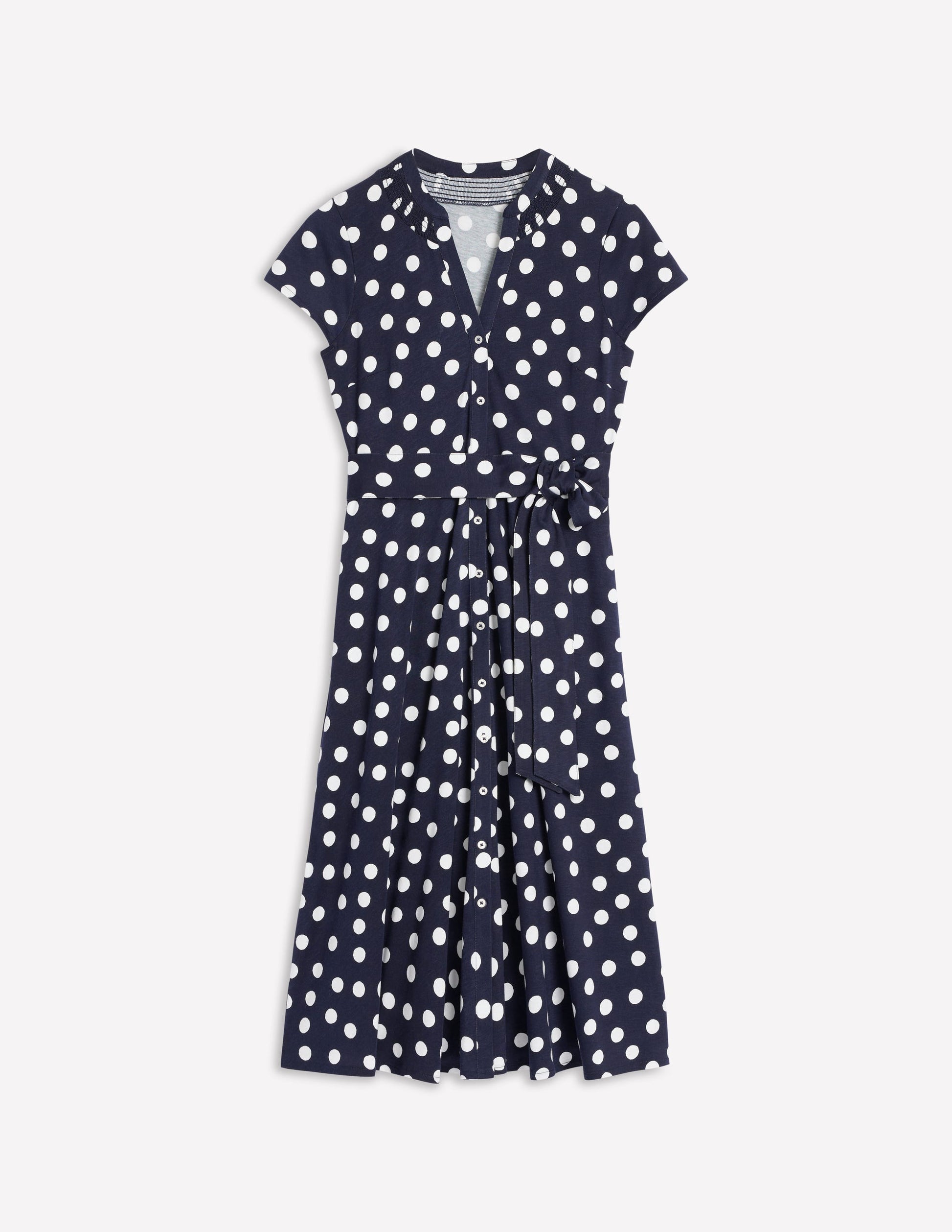 Robe-chemise Sara en jersey-Bleu marine foncé, pois abstraits-5