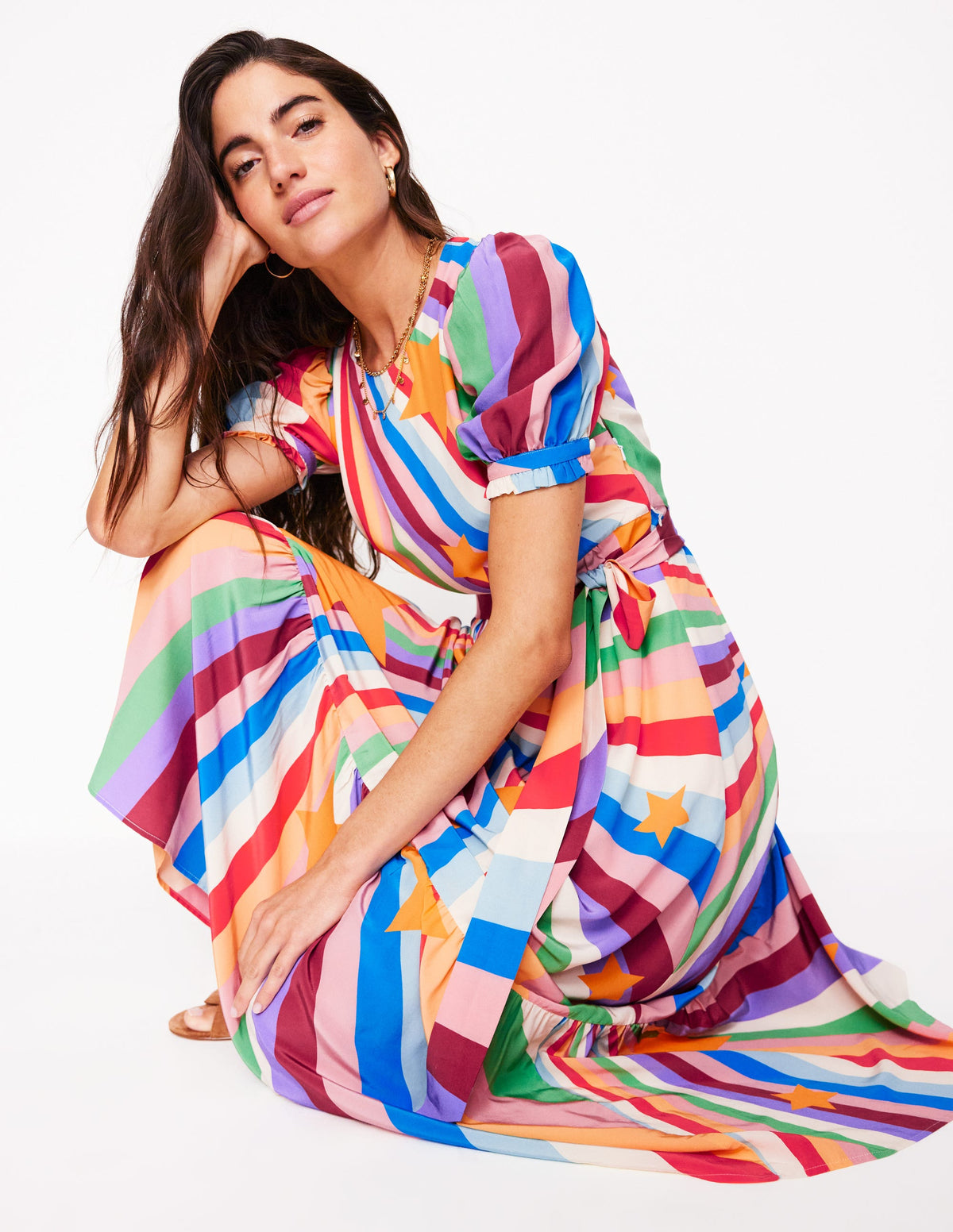 Blousonkleid mit Rundhalsausschnitt-Bunt, Supernova - Image 1