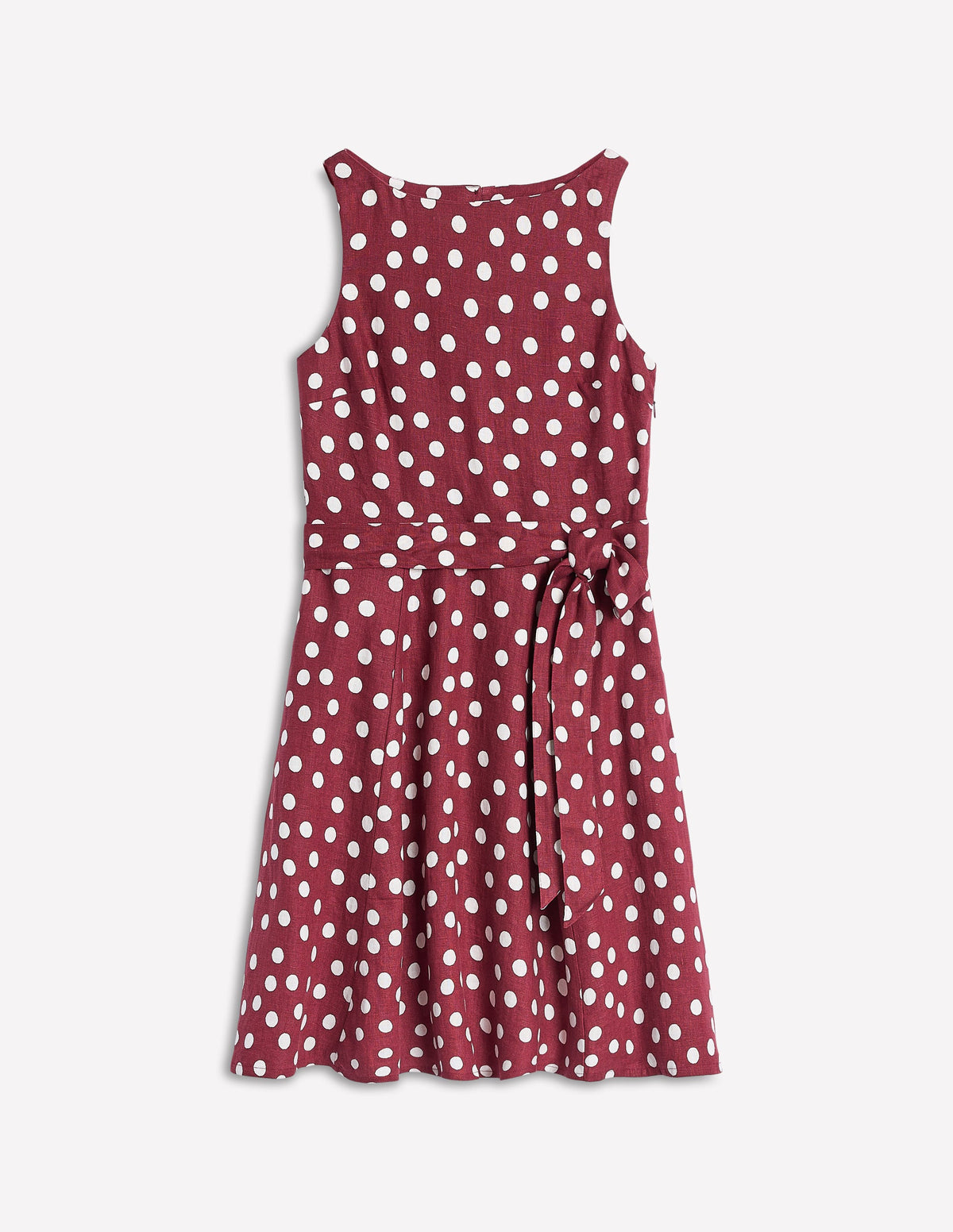 Anya Ärmelloses Leinenkleid-Kastanie, Abstrakte Punkte - Image 5