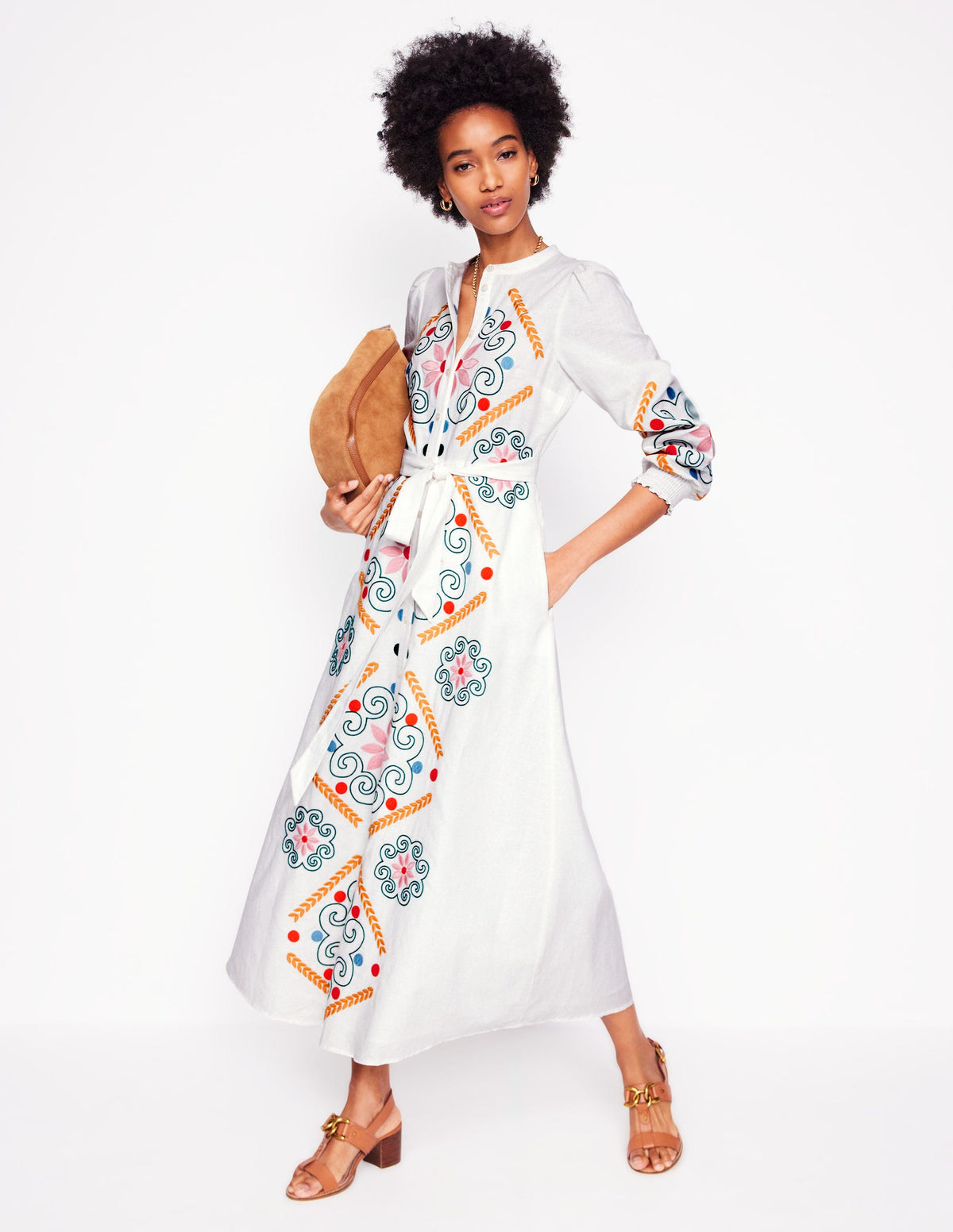 Robe-chemise Ruby en lin mélangé-Broderie blanche - Image 5