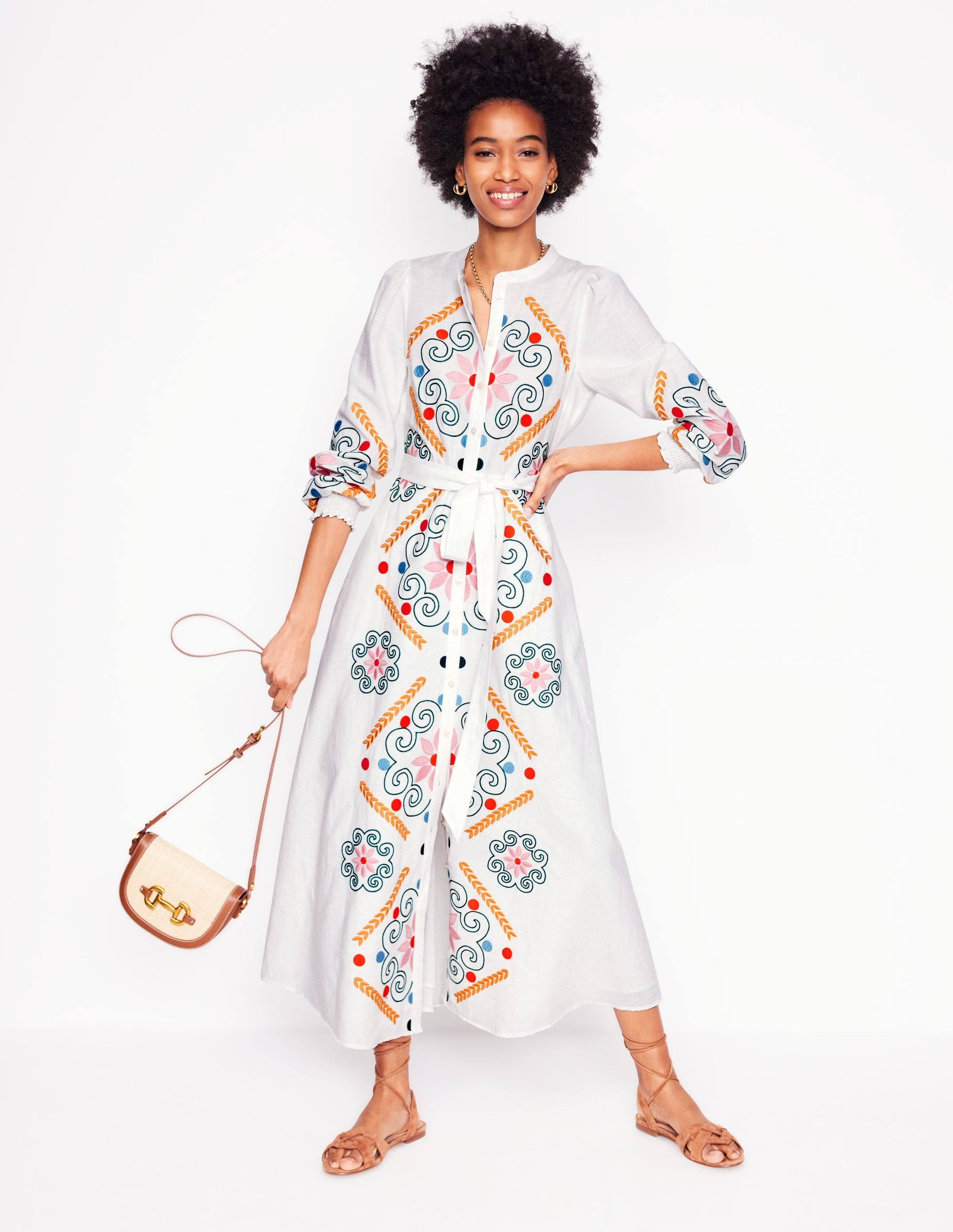 Robe-chemise Ruby en lin mélangé-Broderie blanche - Image 6