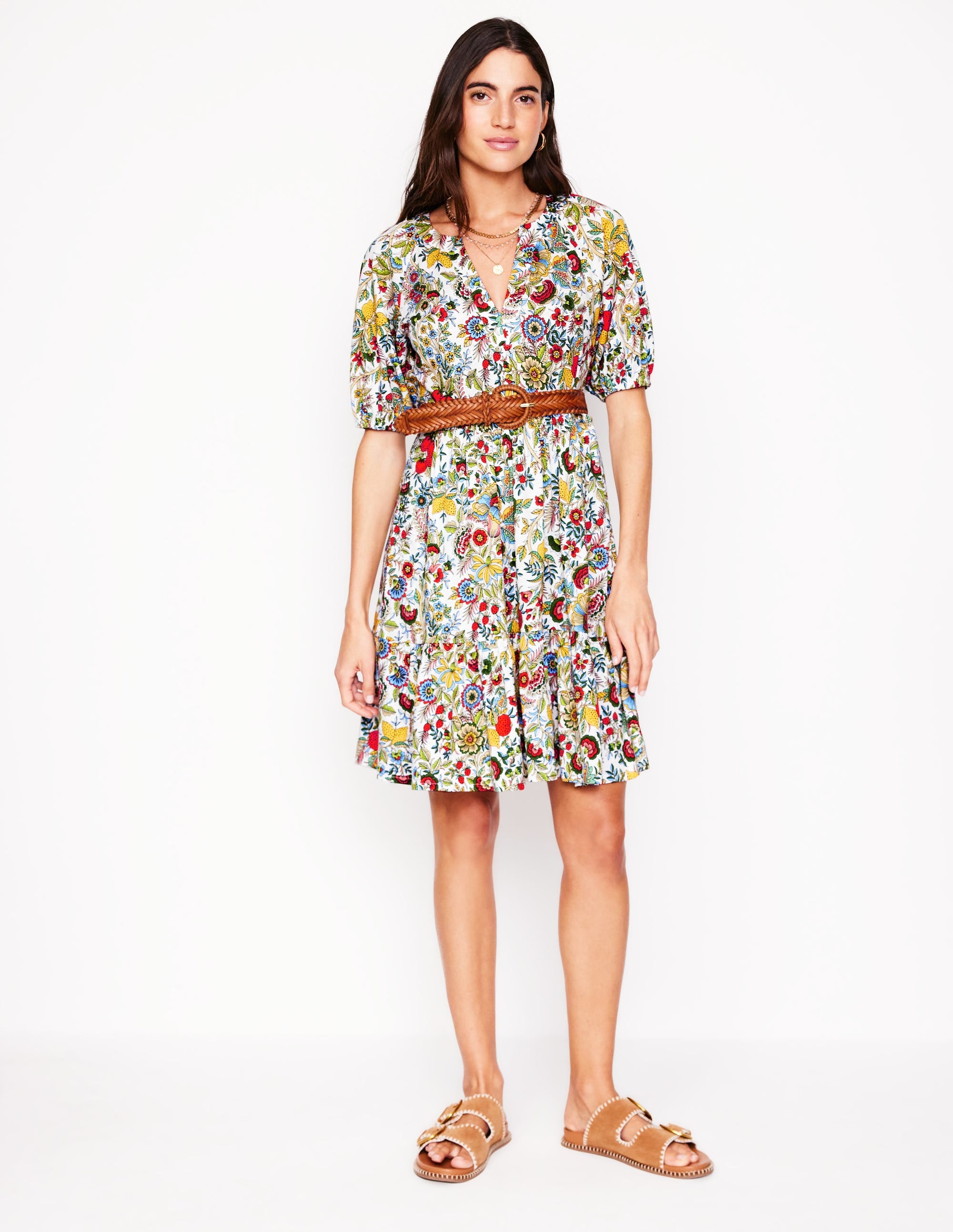 Piper Kurzes Jerseykleid-Bunt, Zitrusrebe - Image 4