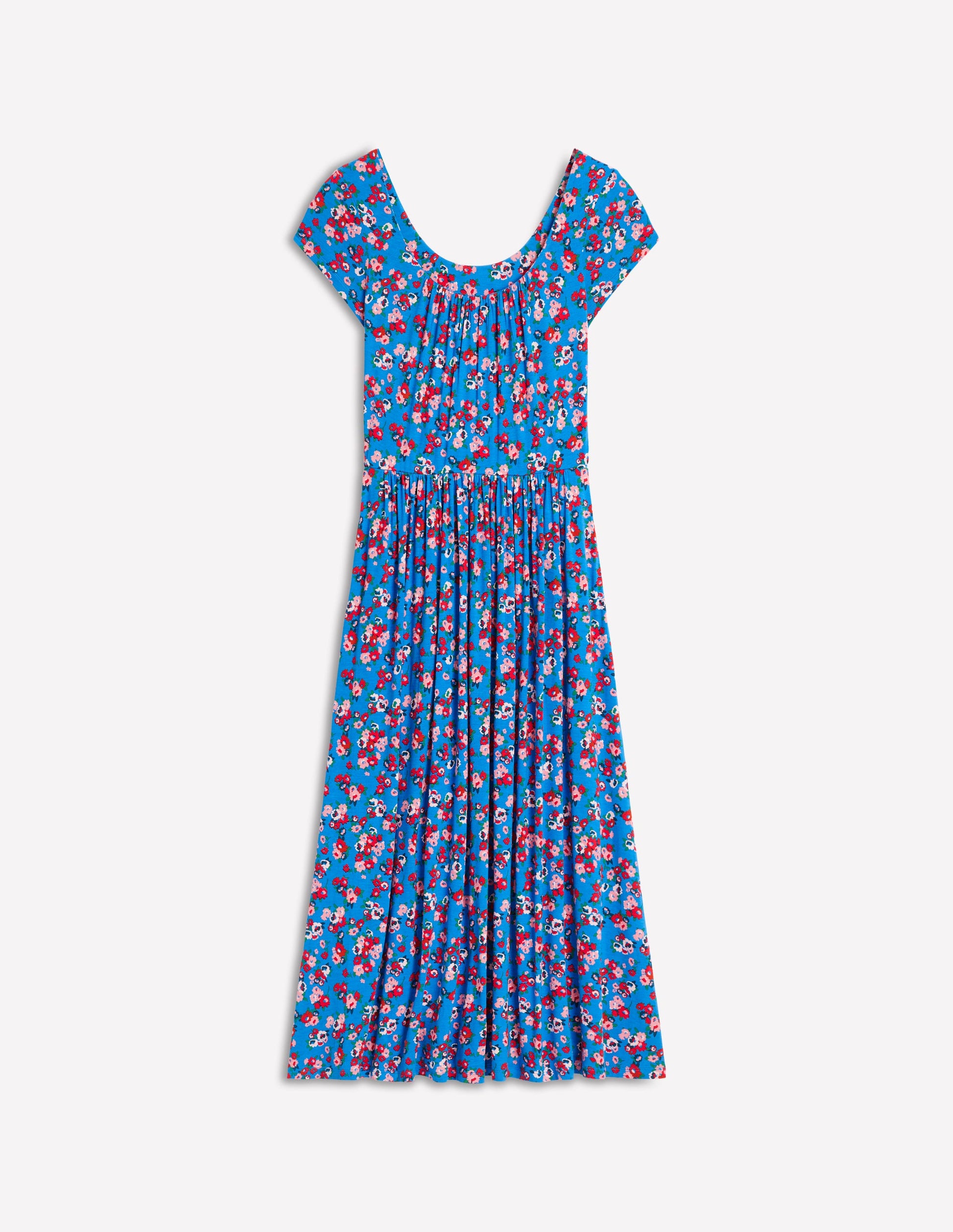 Samantha Jerseykleid mit tiefem Rundhalsausschnitt-Himmelblau, Kleiner Blumenstrauß-6