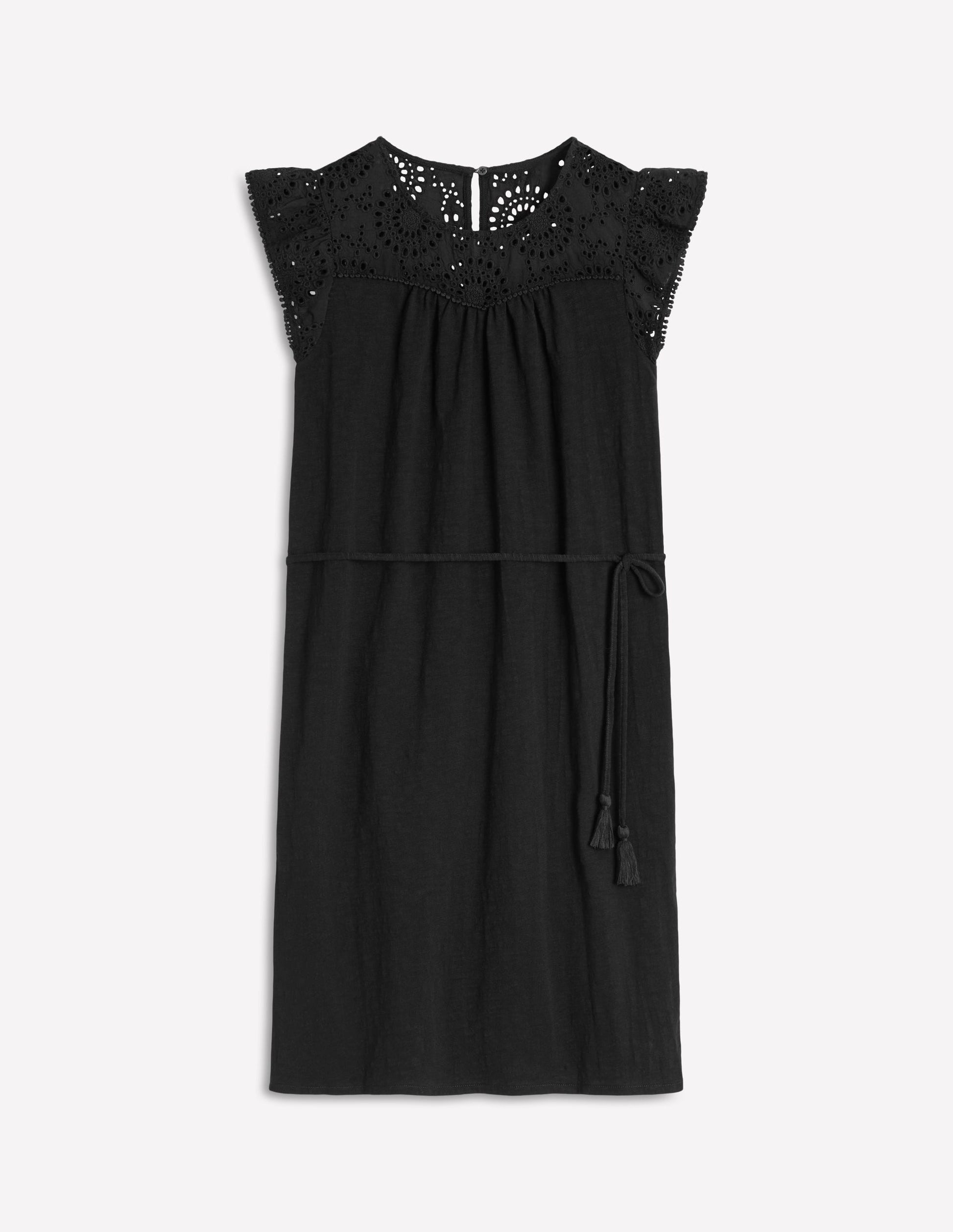 Juliet kurzes Kleid mit Lochstickerei-Schwarz-4