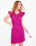 Robe courte Juliet à broderie anglaise-Fuchsia