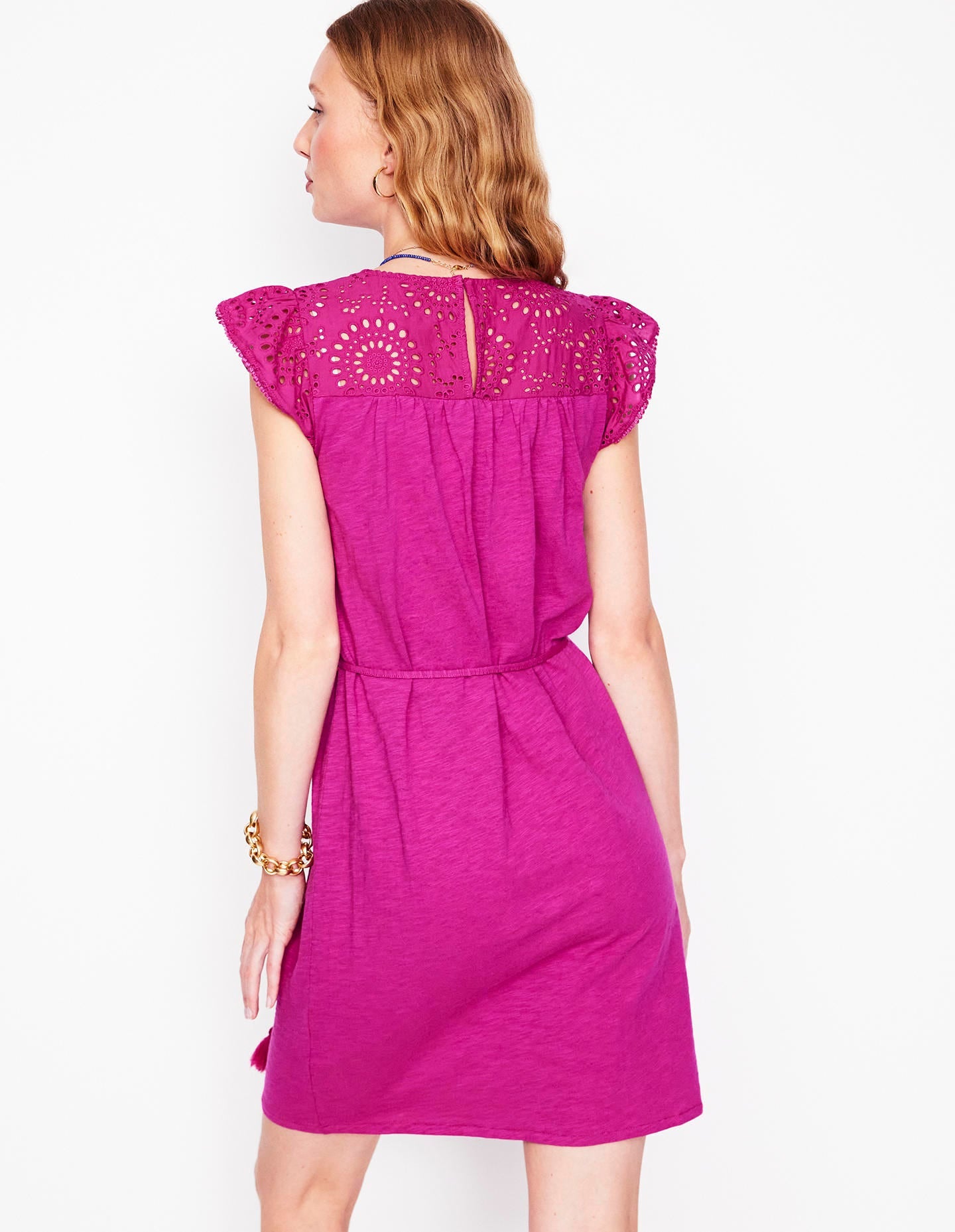 Robe courte Juliet à broderie anglaise-Fuchsia-3