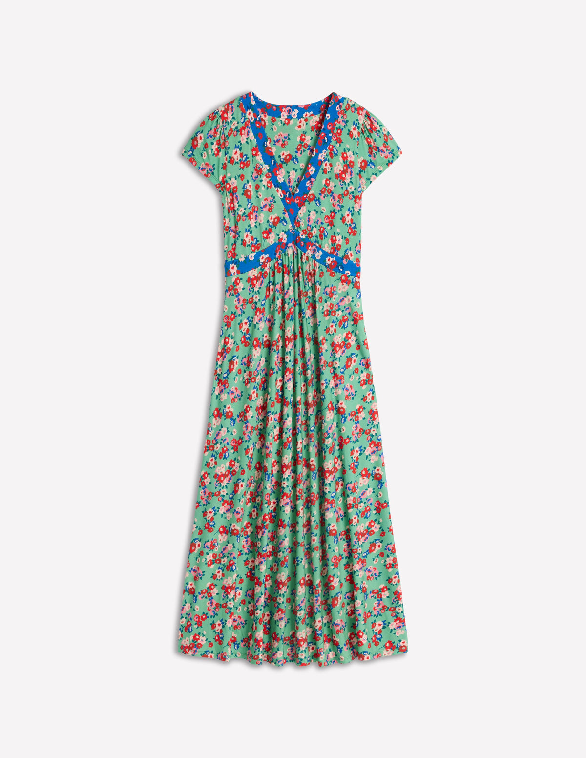 Jersey-Midikleid mit schrägem Rock-Jade, Kleiner Blumenstrauß - Image 5
