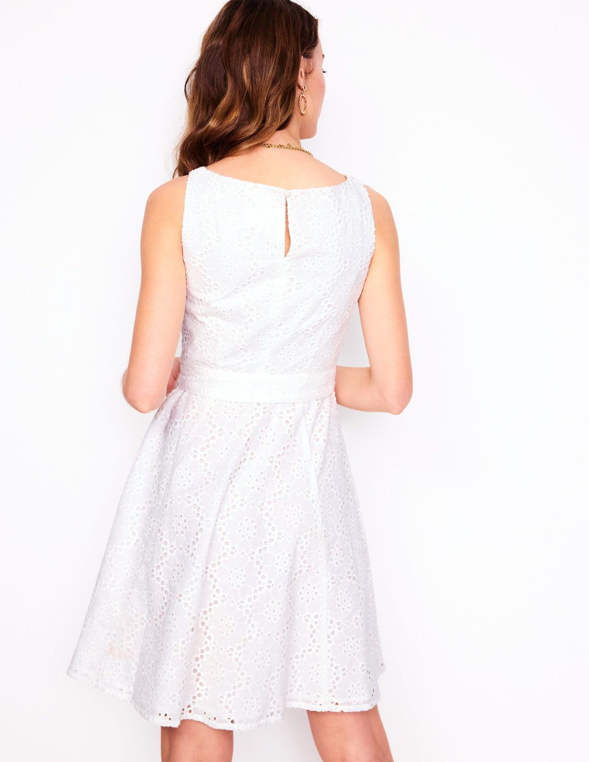 Robe sans manches Anya en broderie anglaise-Blanc - Image 3