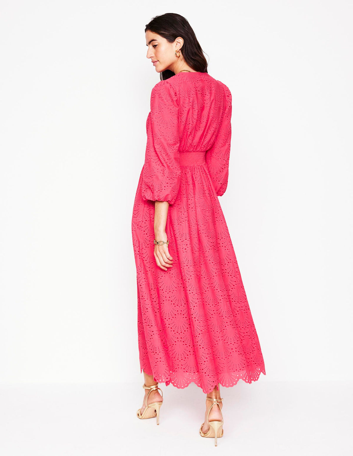 Robe longue Lola à broderie anglaise-Rose camélia-4