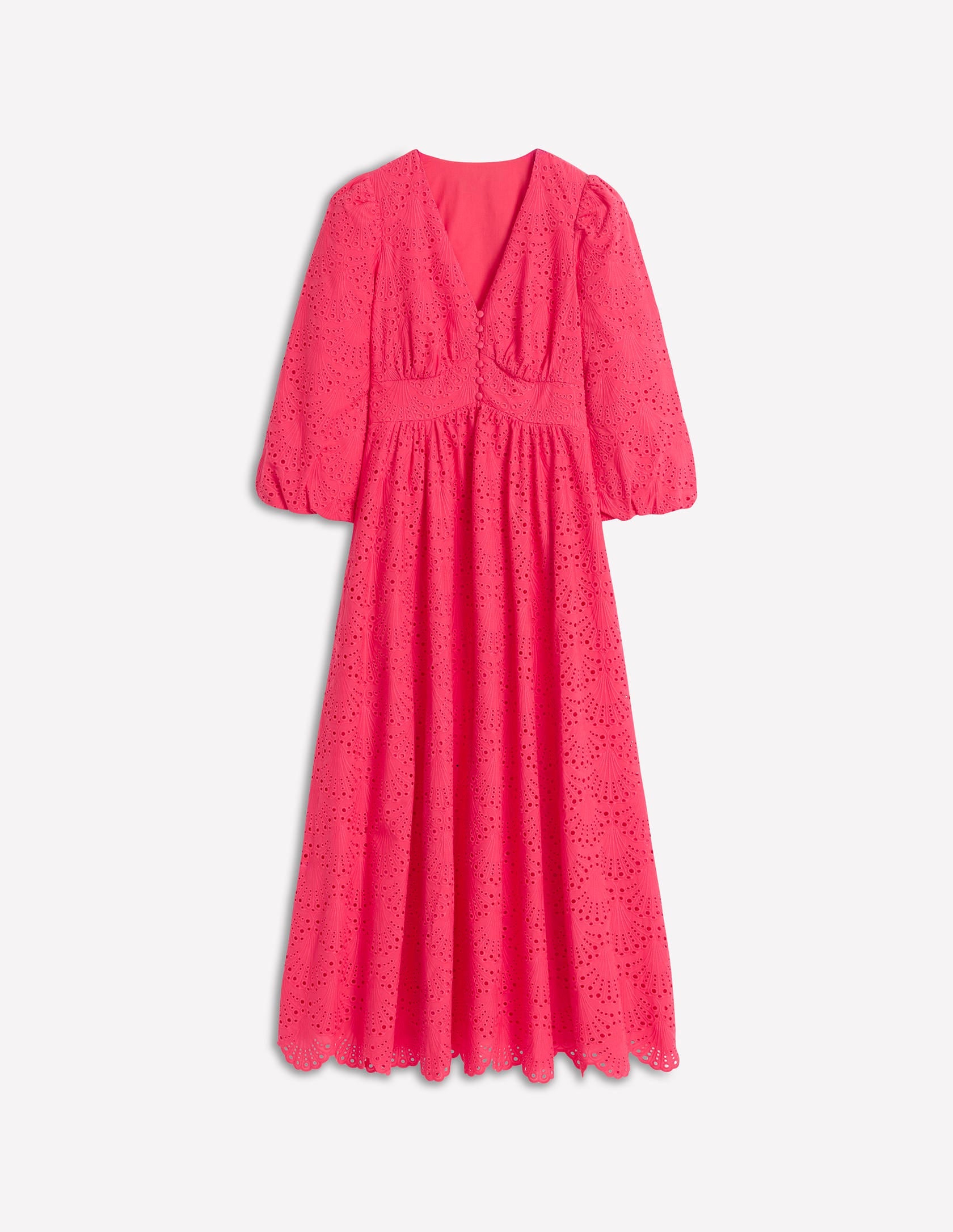 Robe longue Lola à broderie anglaise-Rose camélia-7
