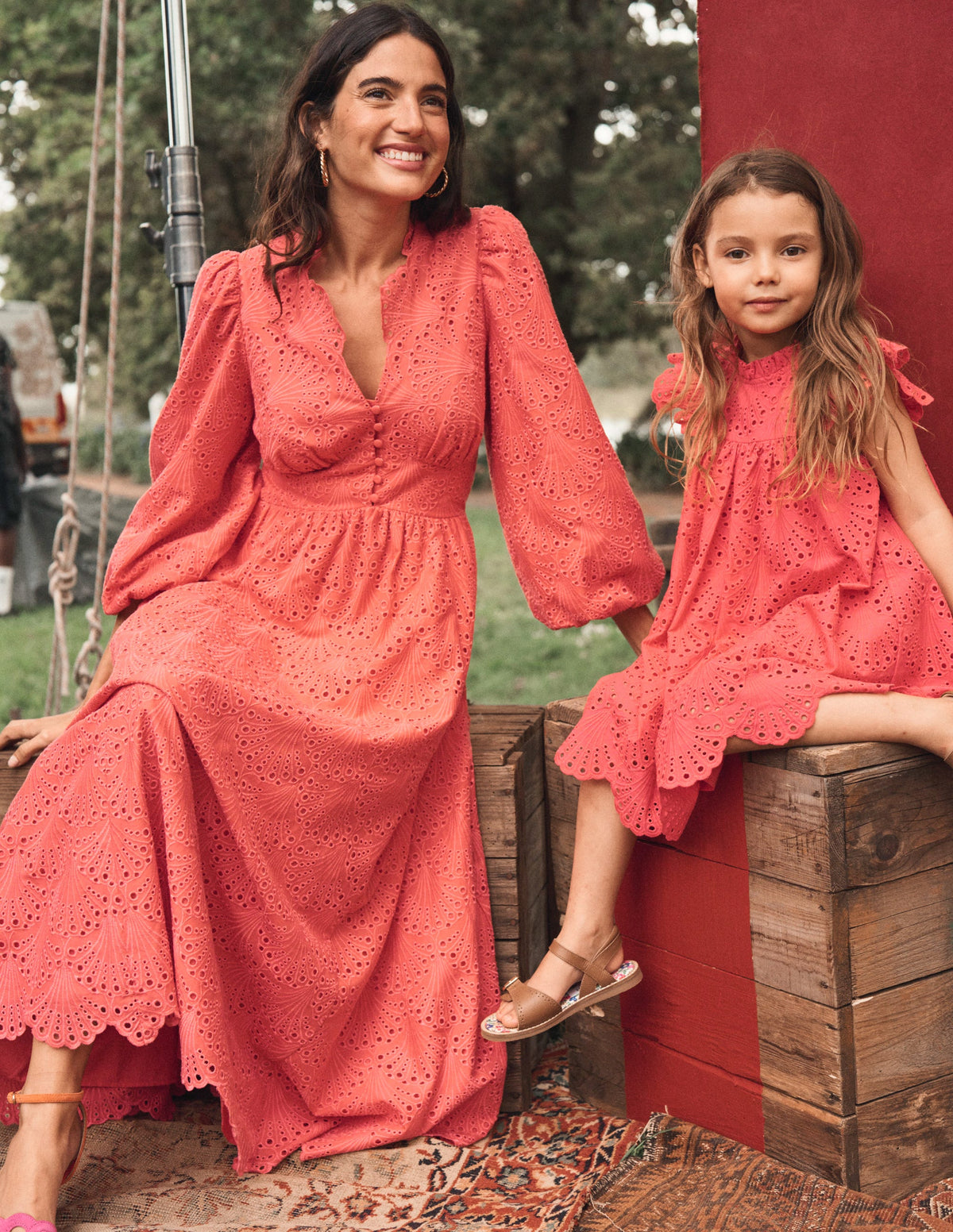 Robe longue Lola à broderie anglaise-Rose camélia - Image 2