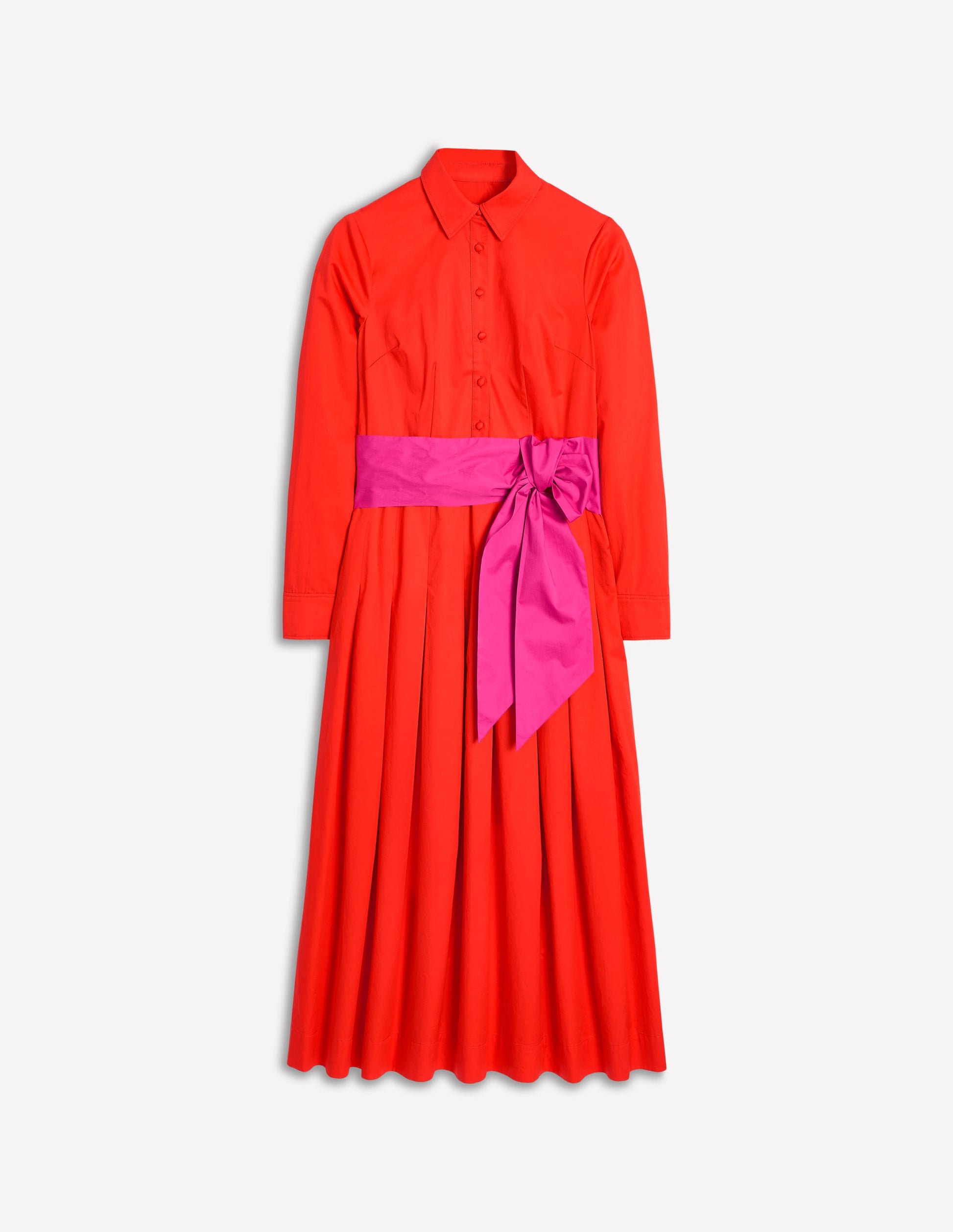 Robe longue plissée à nœud-Rouge pétard-6