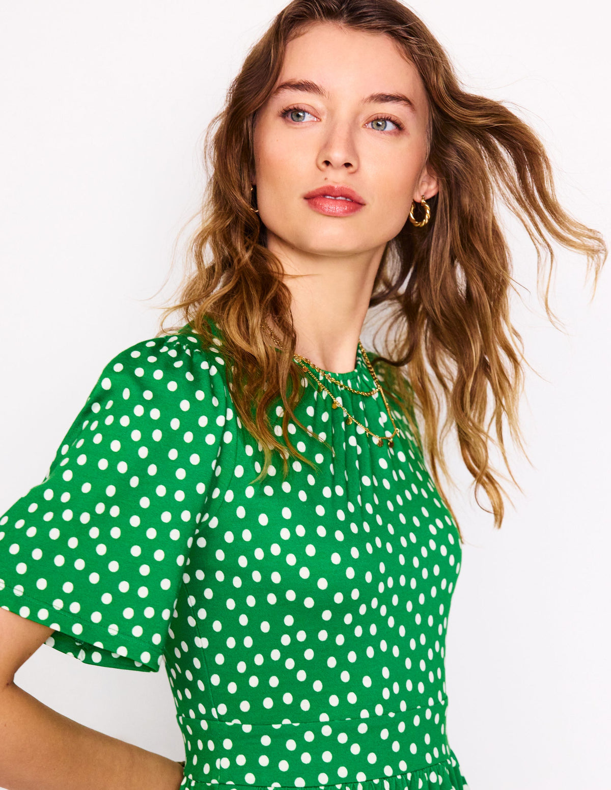 Robe courte Louisa en jersey-Jus de citron vert, pois abstraits - Image 2