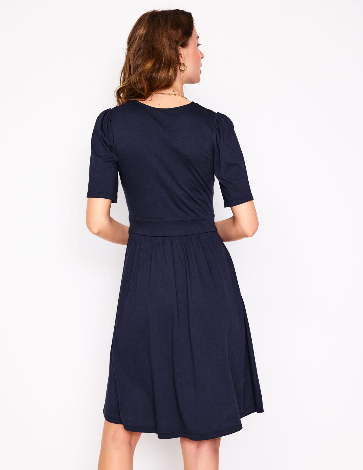 Robe courte Louisa en jersey-Bleu Marine - Image 3