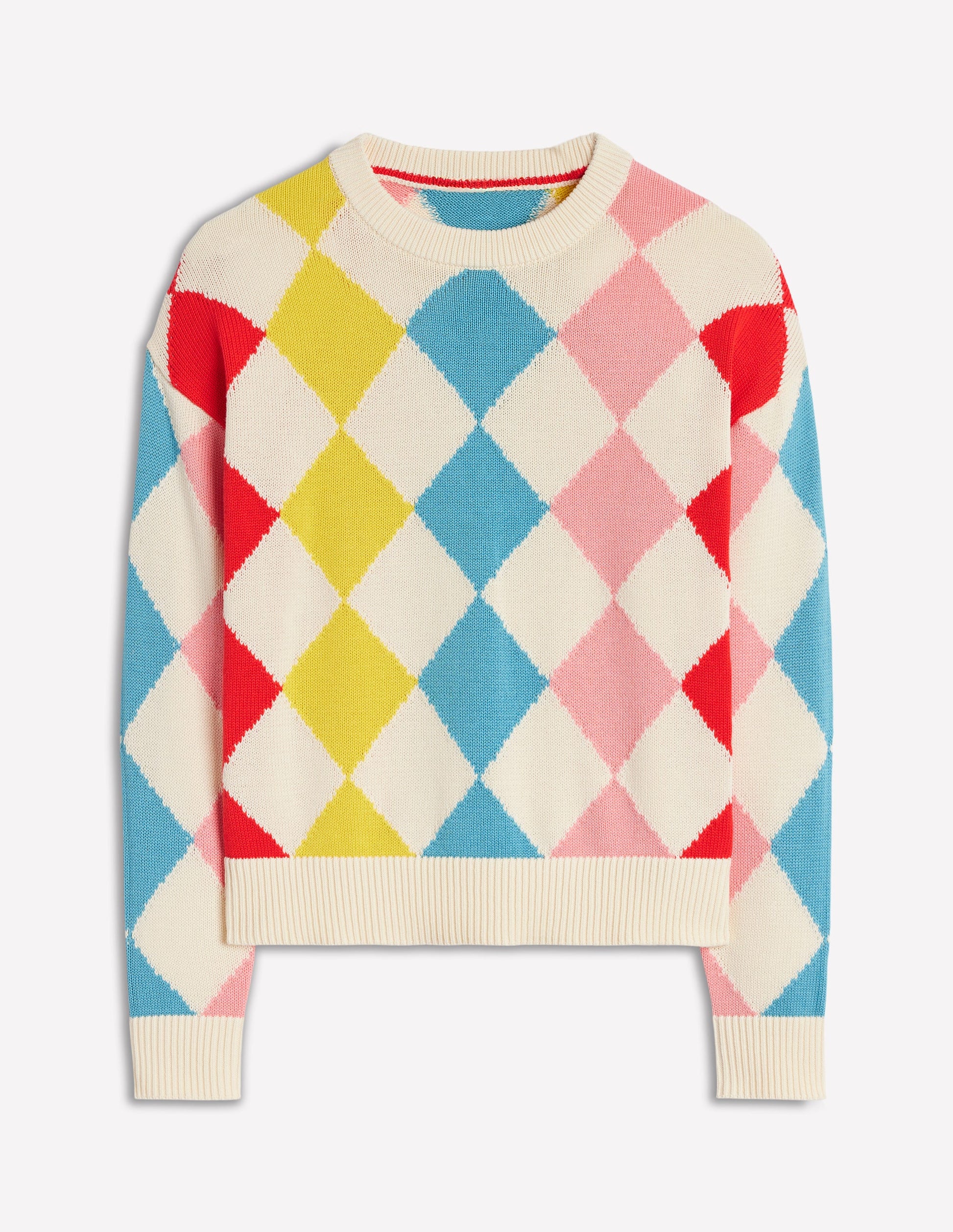 Argyle-Pullover aus Baumwolle-Rosa, Hellblau Argyle-6